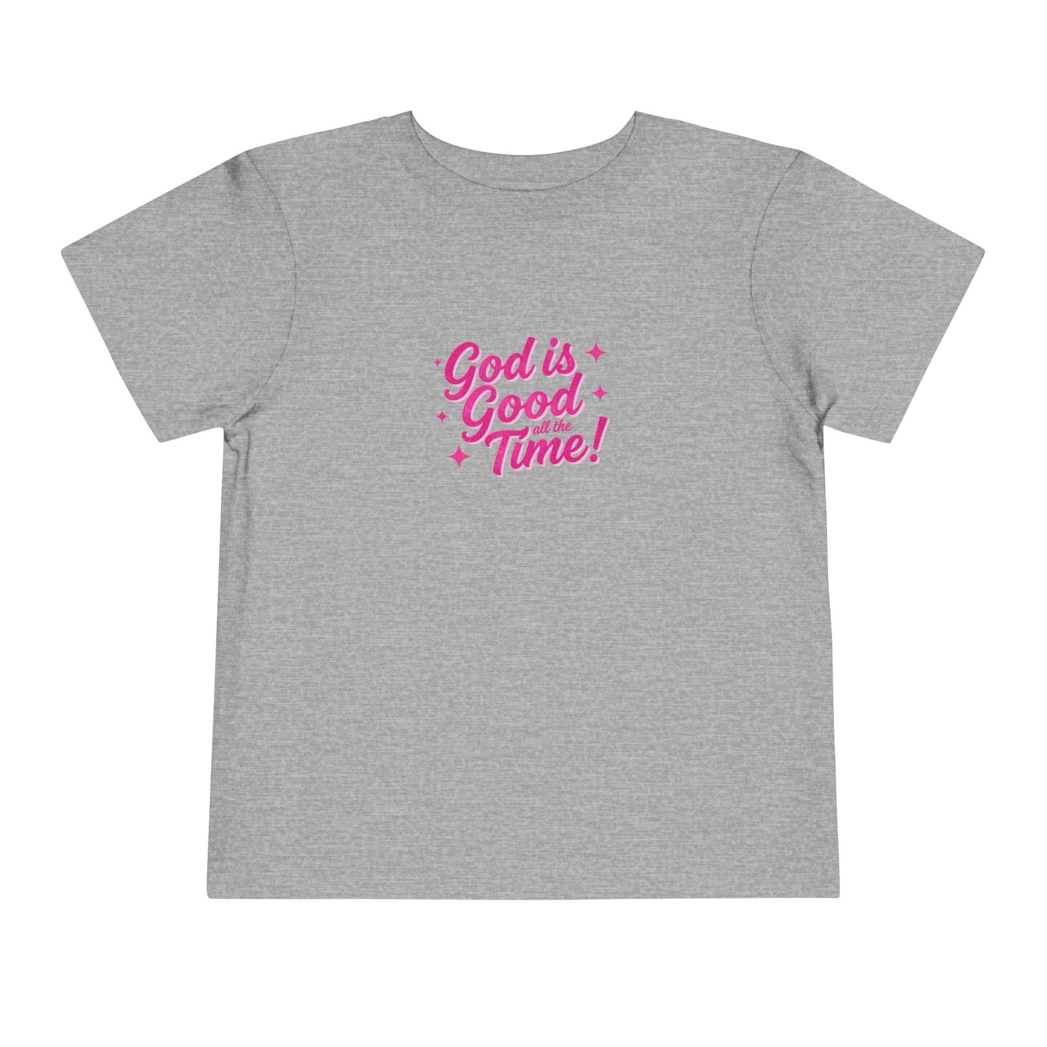 Toddler Tee – "God is Good Time" Pink Script Christian Kids Shirt