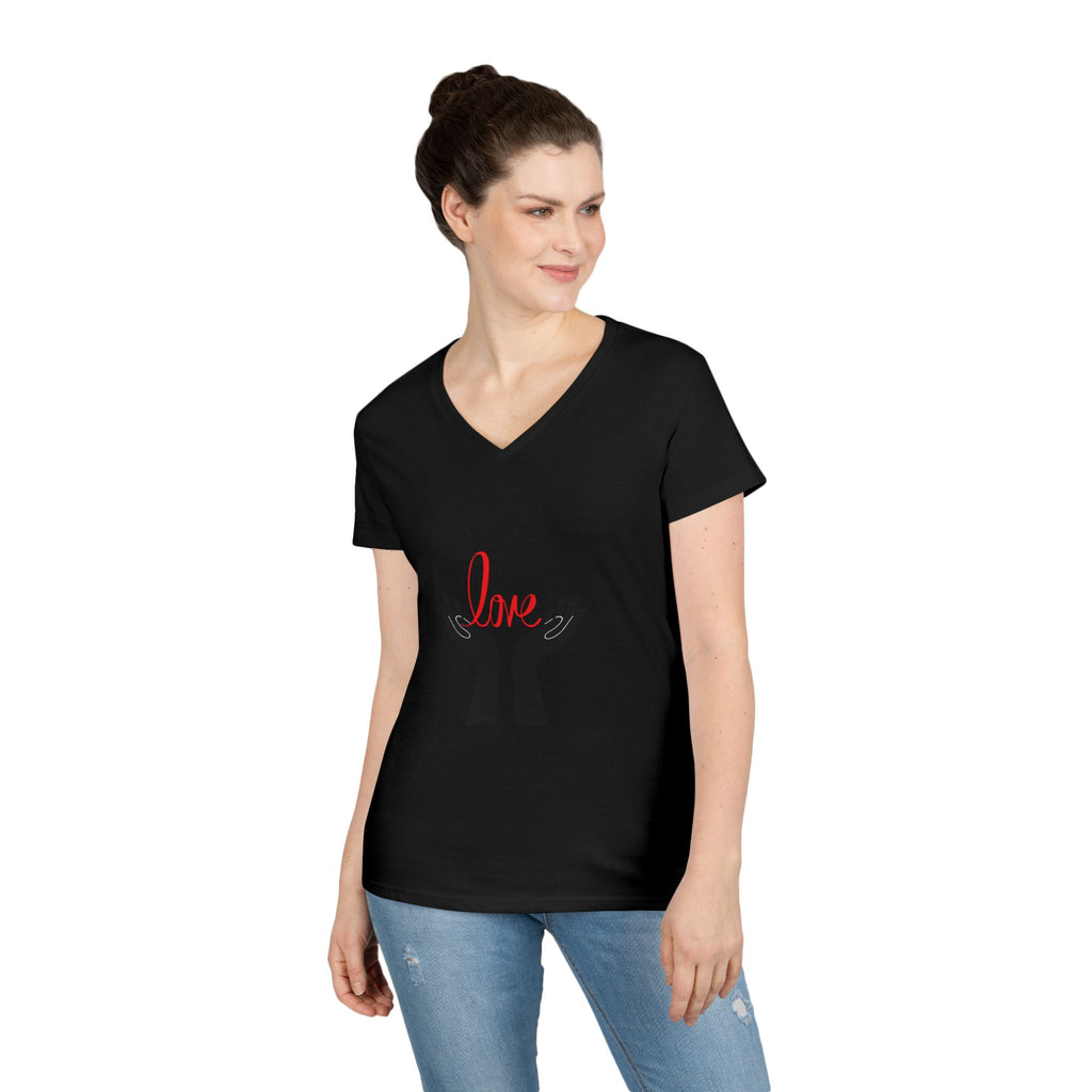 Love Hands V-Neck Tee — Women's Graphic Love T-Shirt