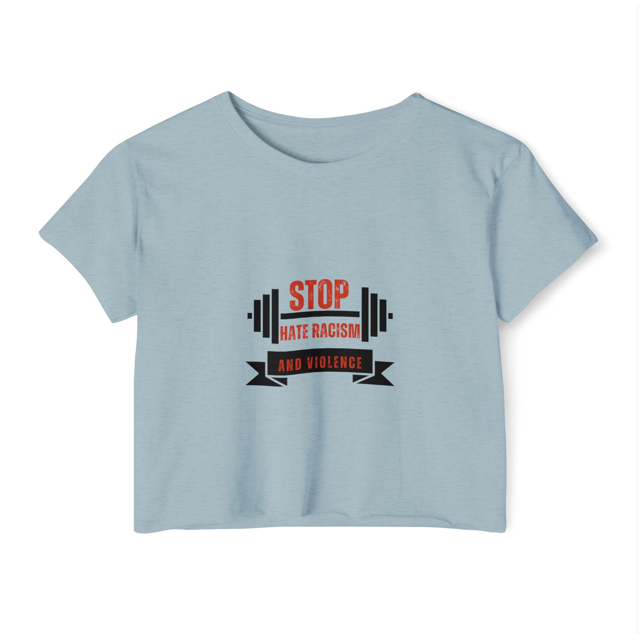 Crop Top — "Stop Hate Racism and Violence" Graphic Festival Tee