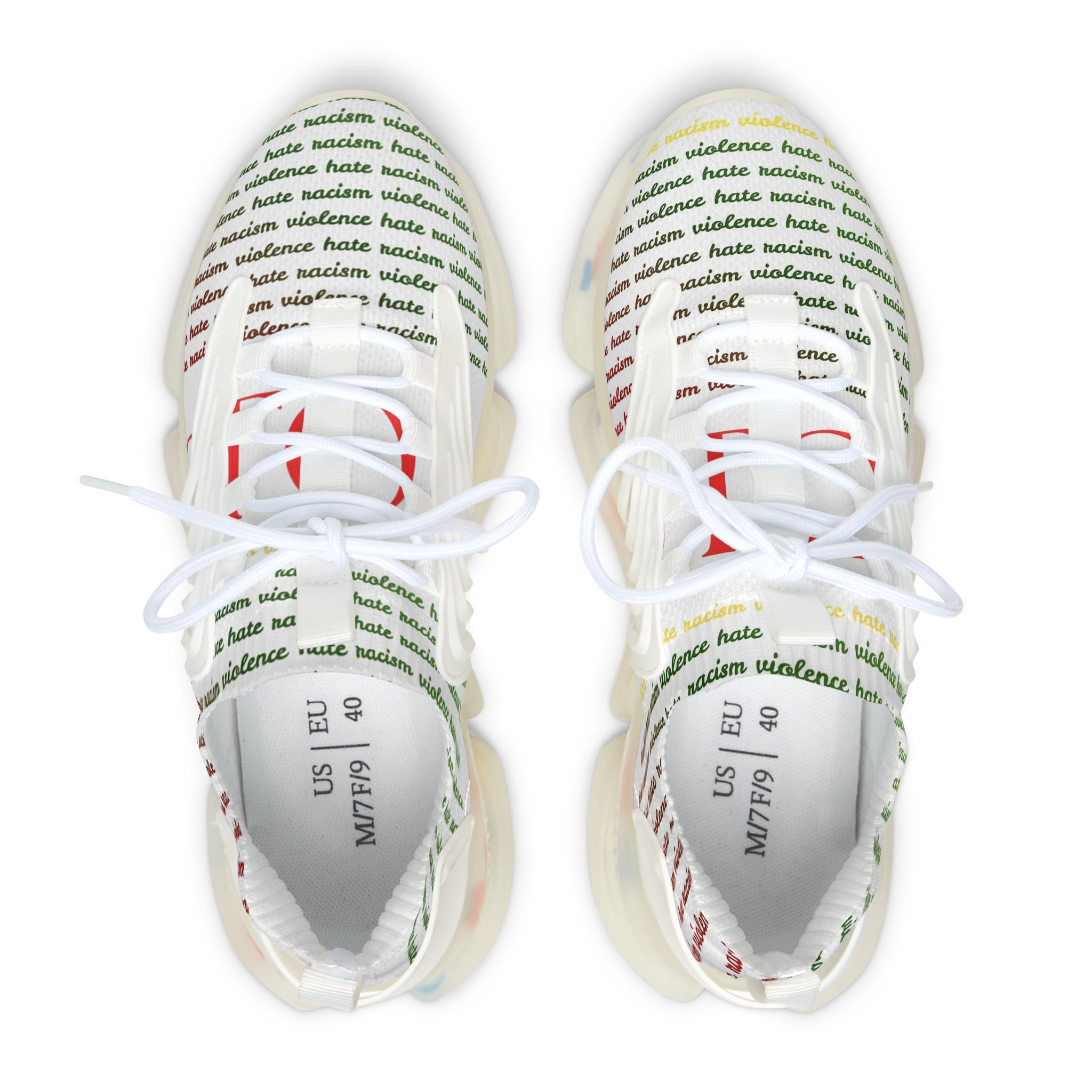 Women's Mesh Sneakers — Lightweight Breathable Athletic Shoes with Script Pattern