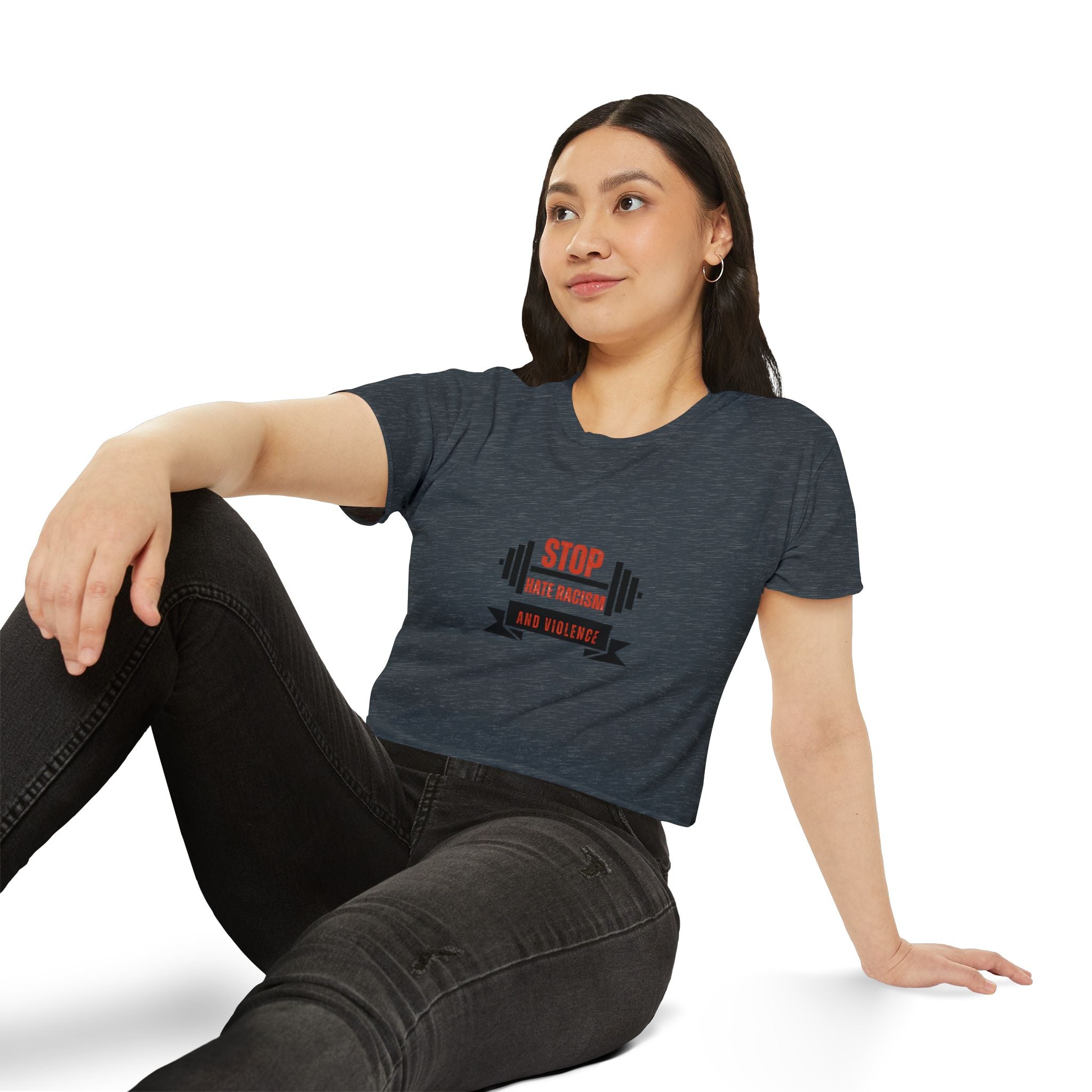 Crop Top — "Stop Hate Racism and Violence" Graphic Festival Tee