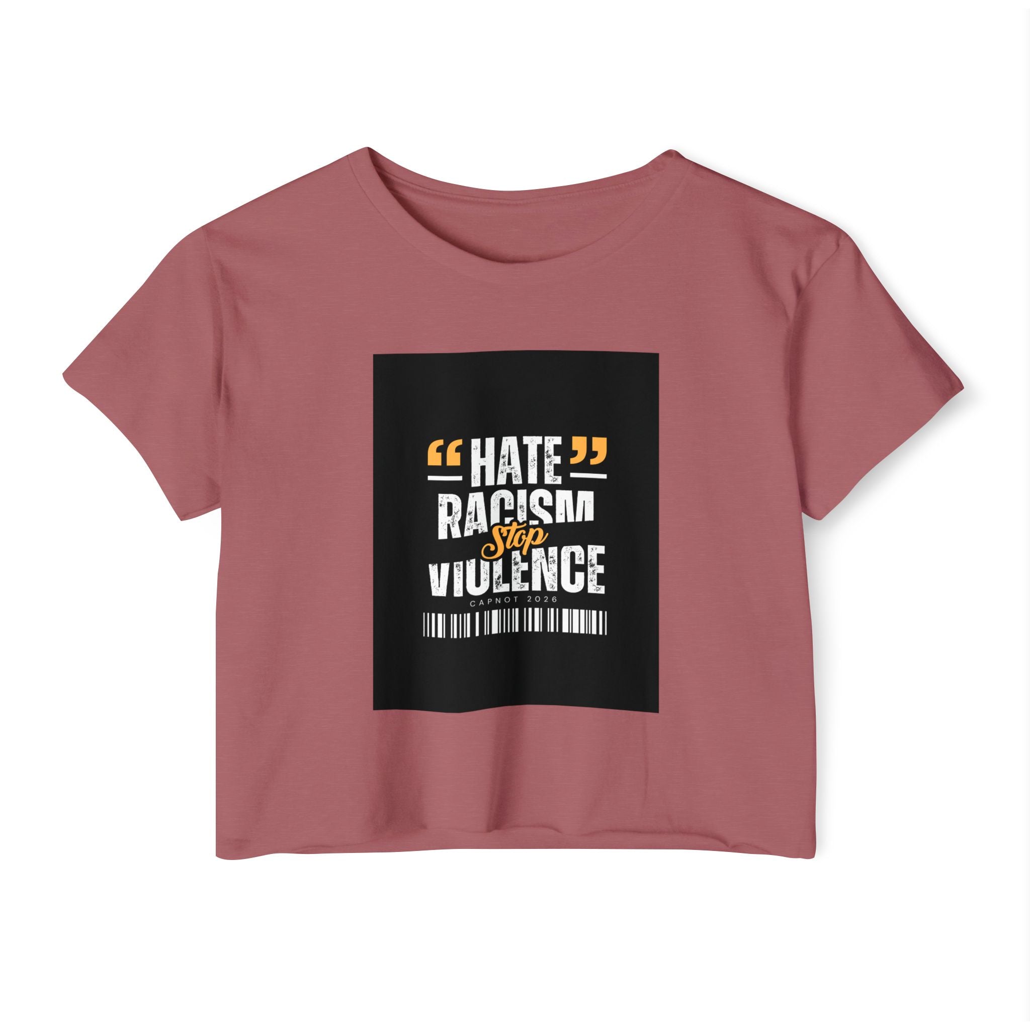 Festival Crop Top — "Hate Racism Stop Violence" Graphic Tee