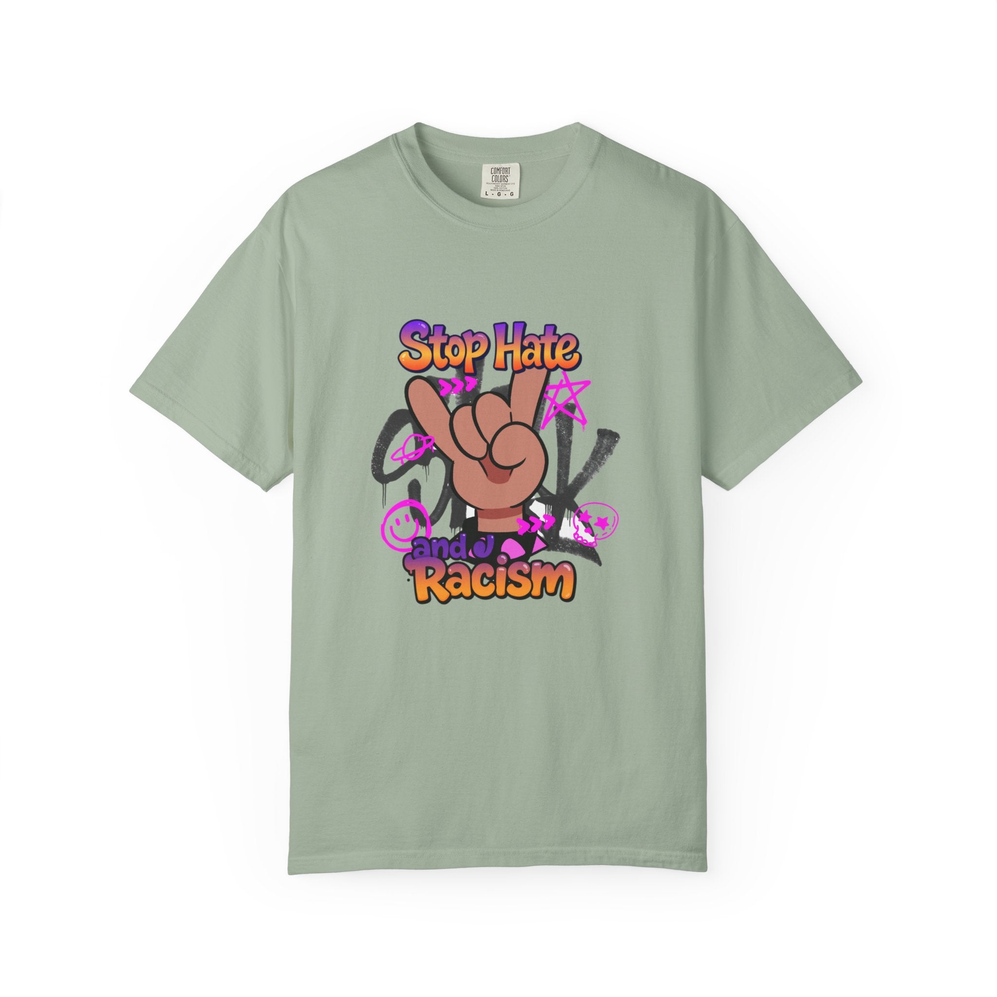 Stop Hate and Racism Graphic T-Shirt – Anti-Racism Solidarity Tee