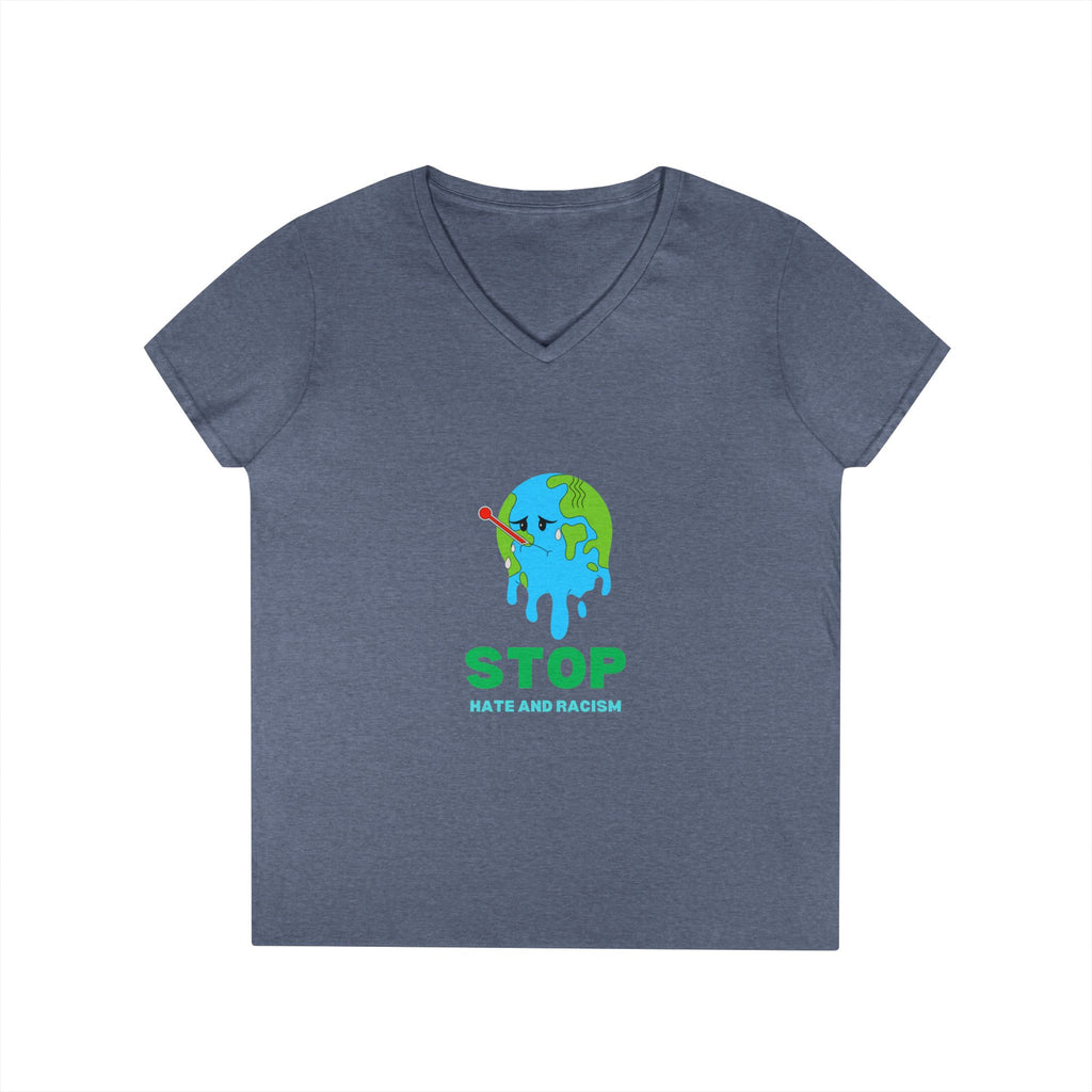 Stop Hate and Racism Eco V-Neck T-Shirt