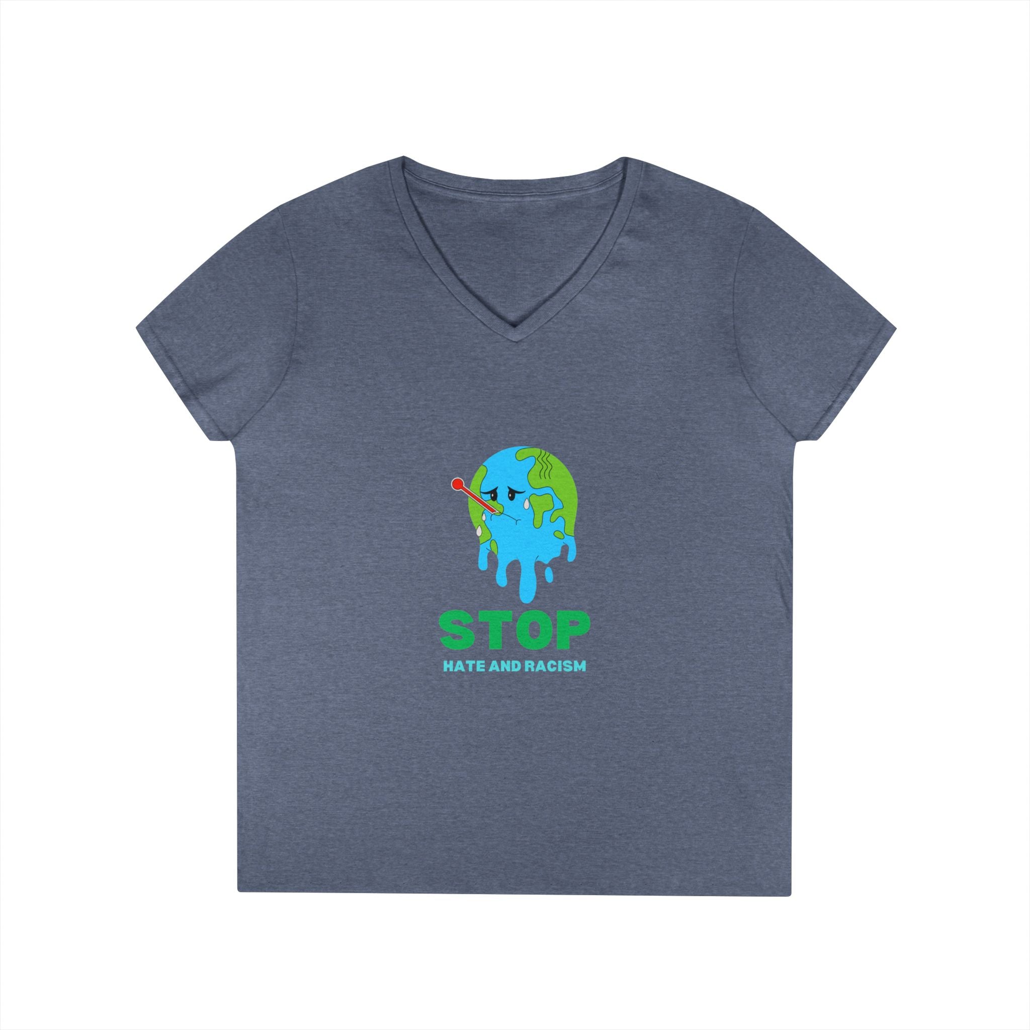 Stop Hate and Racism Eco V-Neck T-Shirt