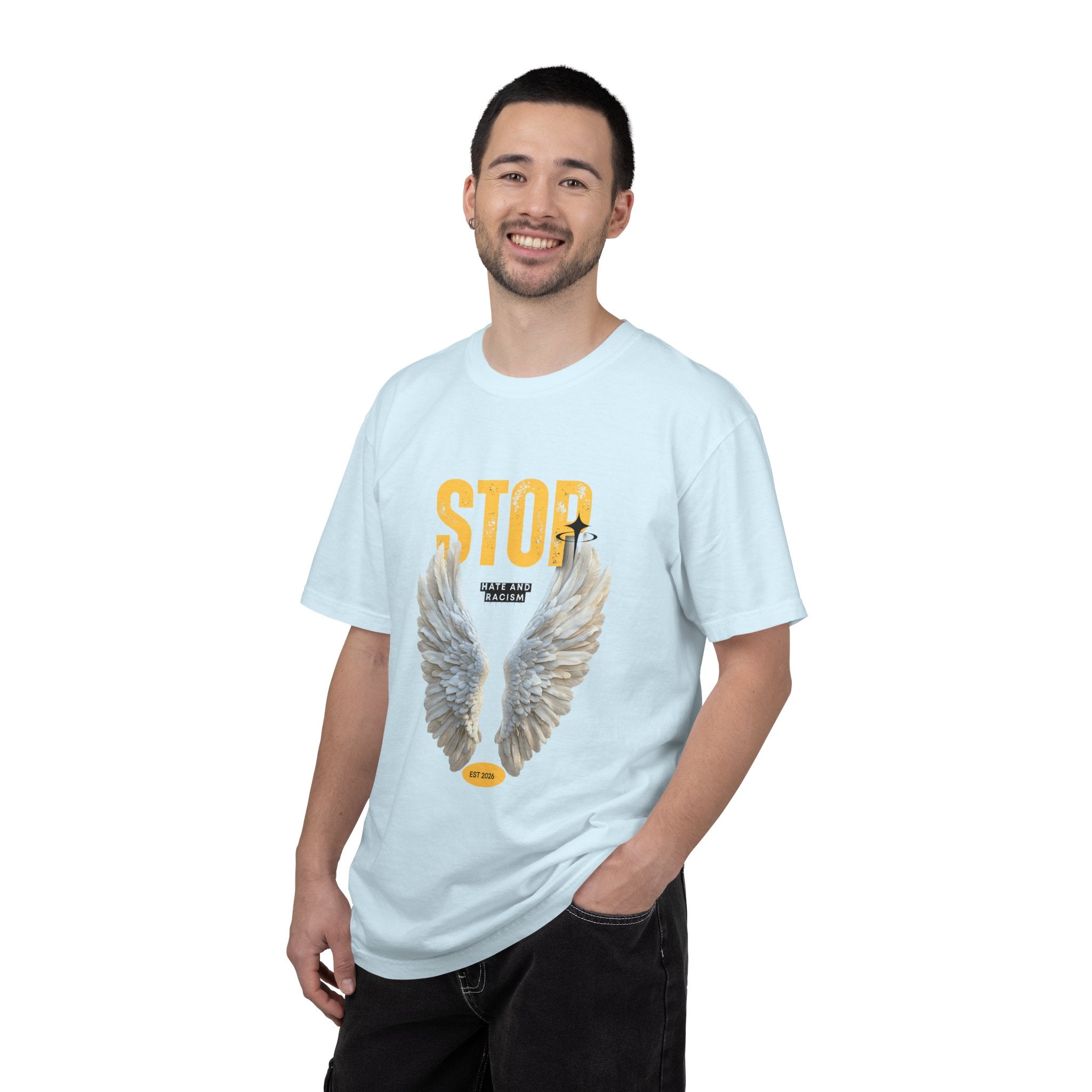 Angel Wings "STOP" Graphic T‑Shirt