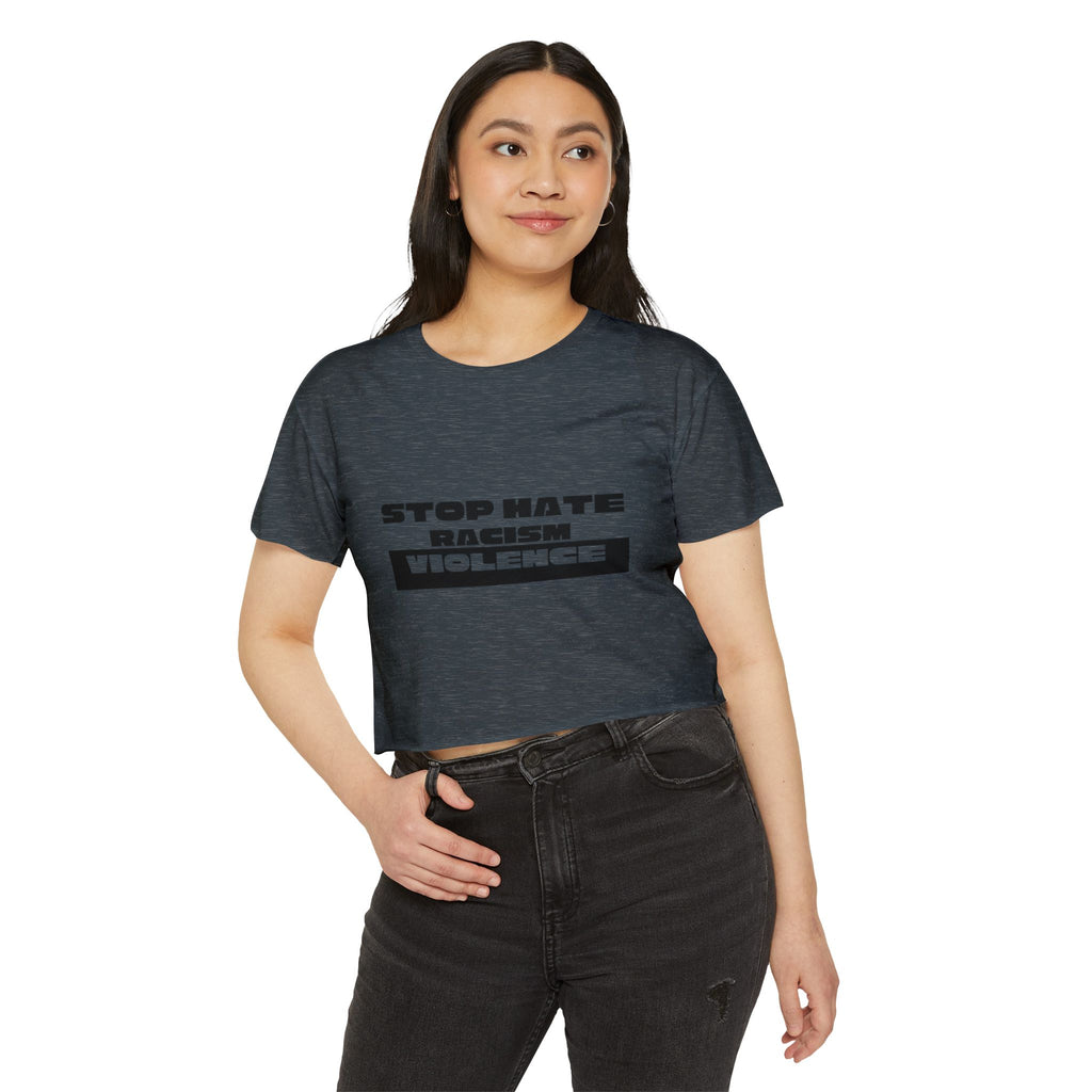 Stop Hate Racism Violence Crop Top — Women's Protest Festival Tee