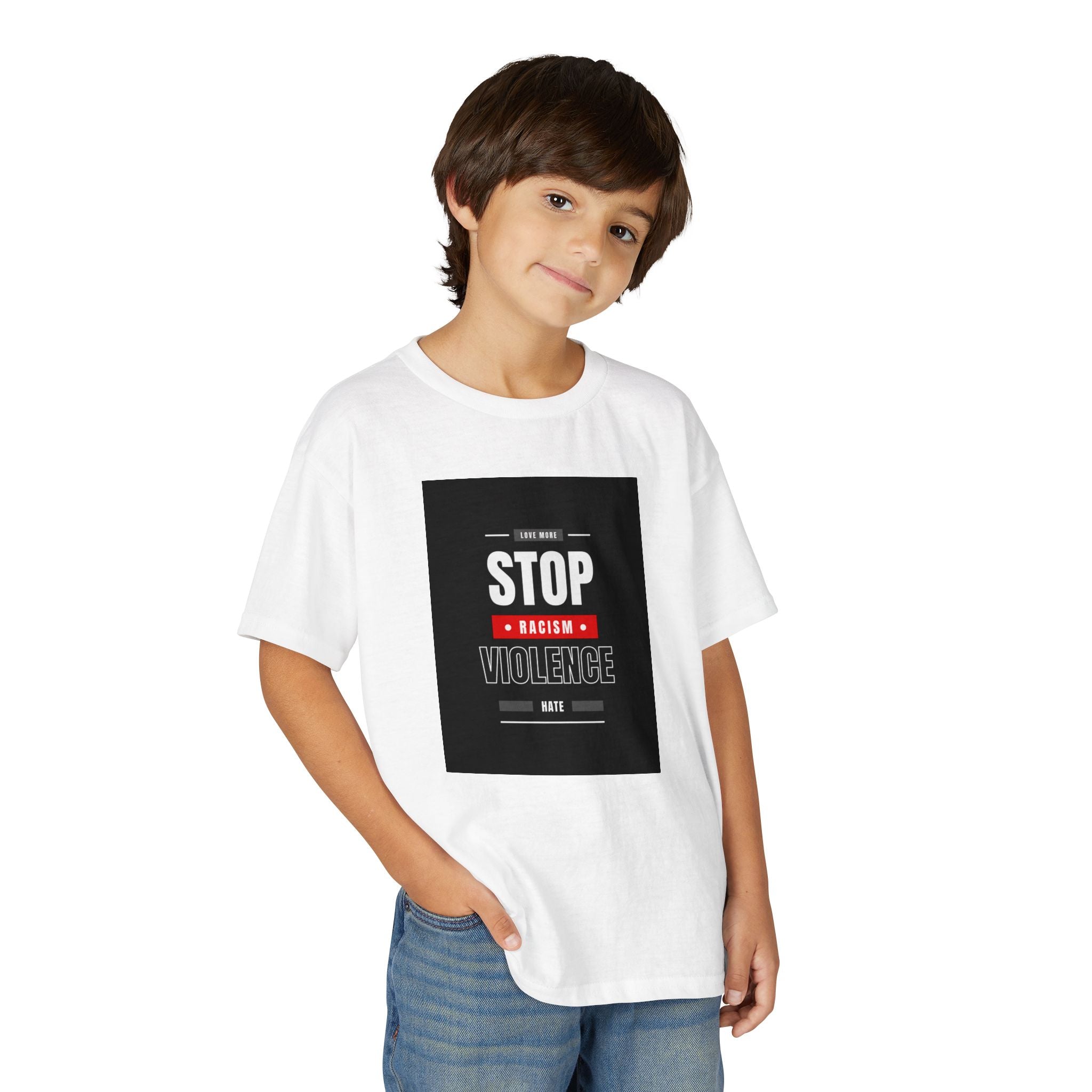 Youth T-Shirt — "Stop Racism Stop Violence" Graphic Tee