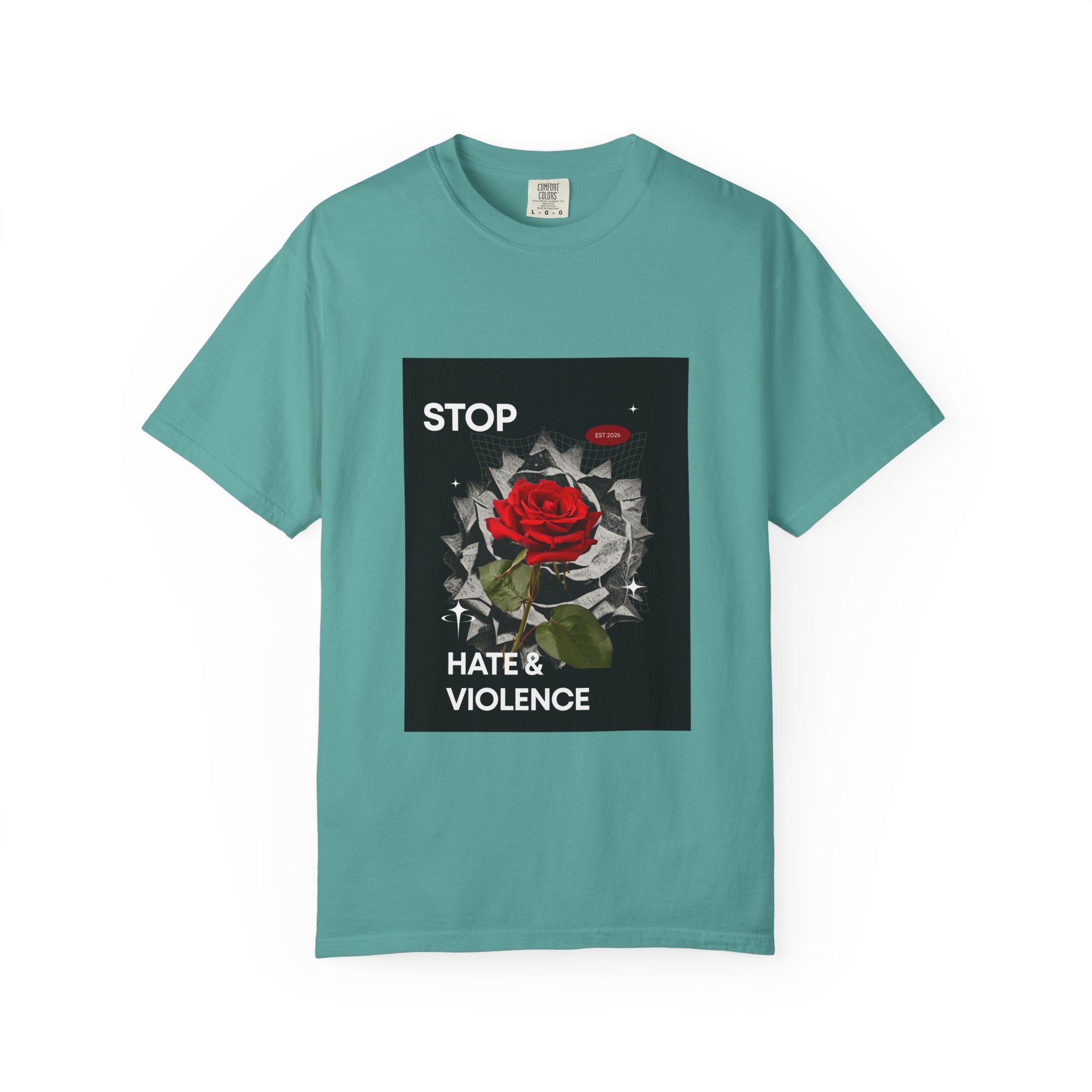 Stop Hate & Violence T-Shirt — Rose Protest Graphic Tee