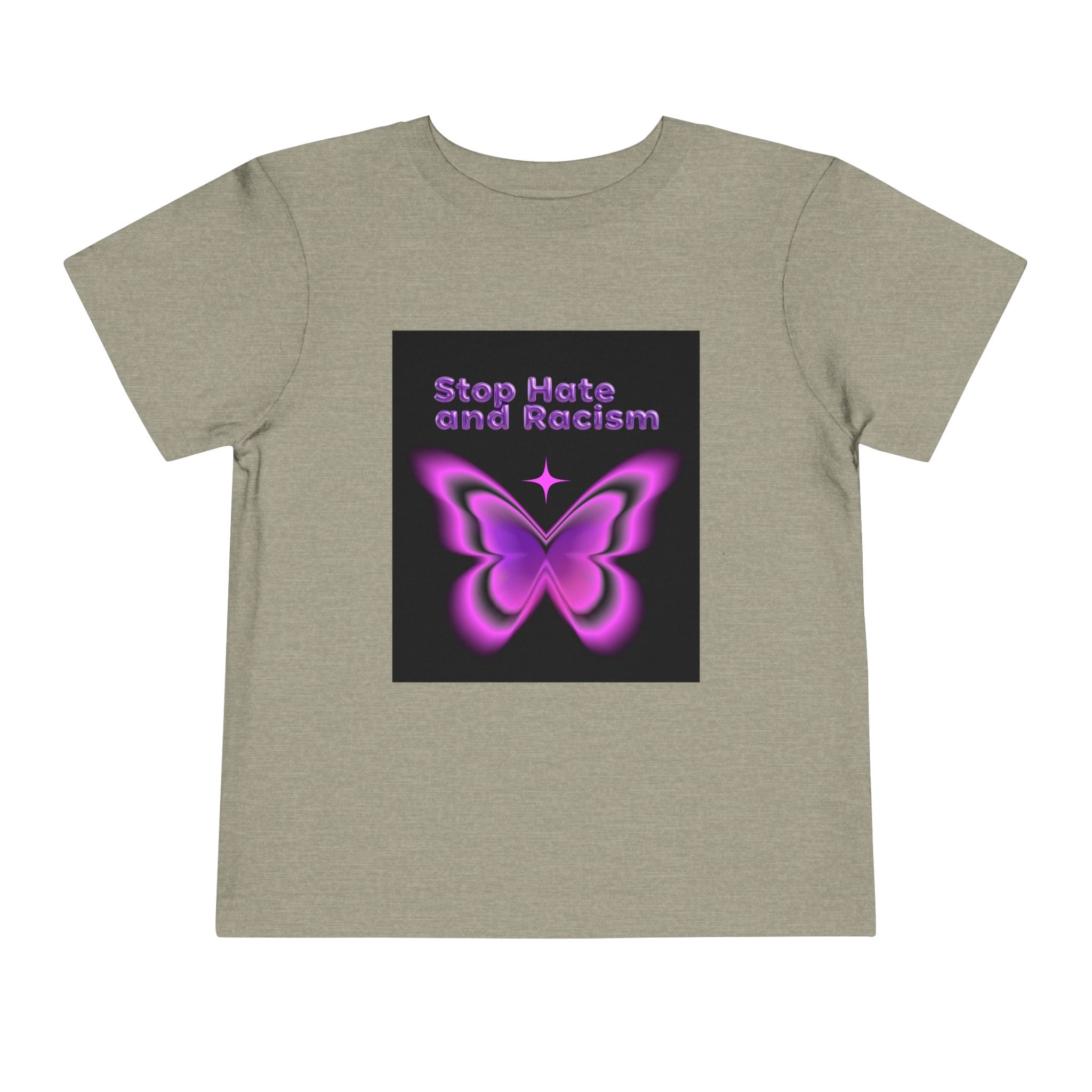Stop Hate and Racism Toddler Tee — Purple Butterfly Anti-Racism Shirt