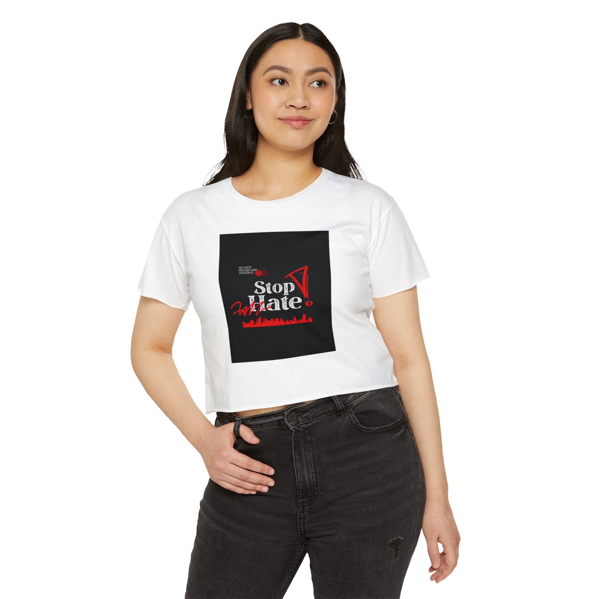 Stop Hate Crop Top — Women's Festival Statement Tee