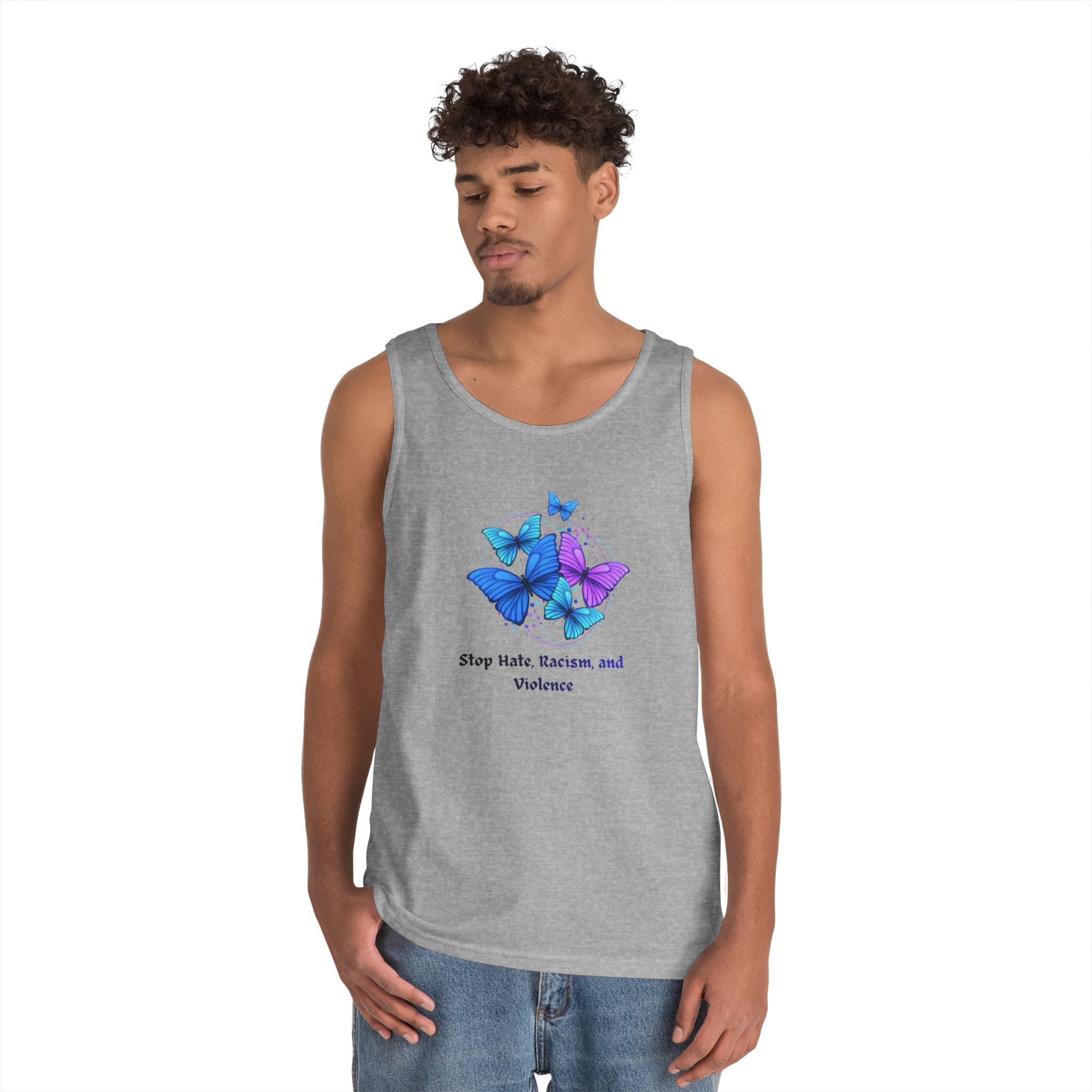 Butterfly Peace Tank Top — "Stop Hate, Racism, and Violence" Graphic Tank