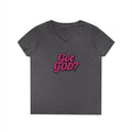 Got GOD? Ladies' V-Neck T-Shirt — Retro Pink Faith Graphic