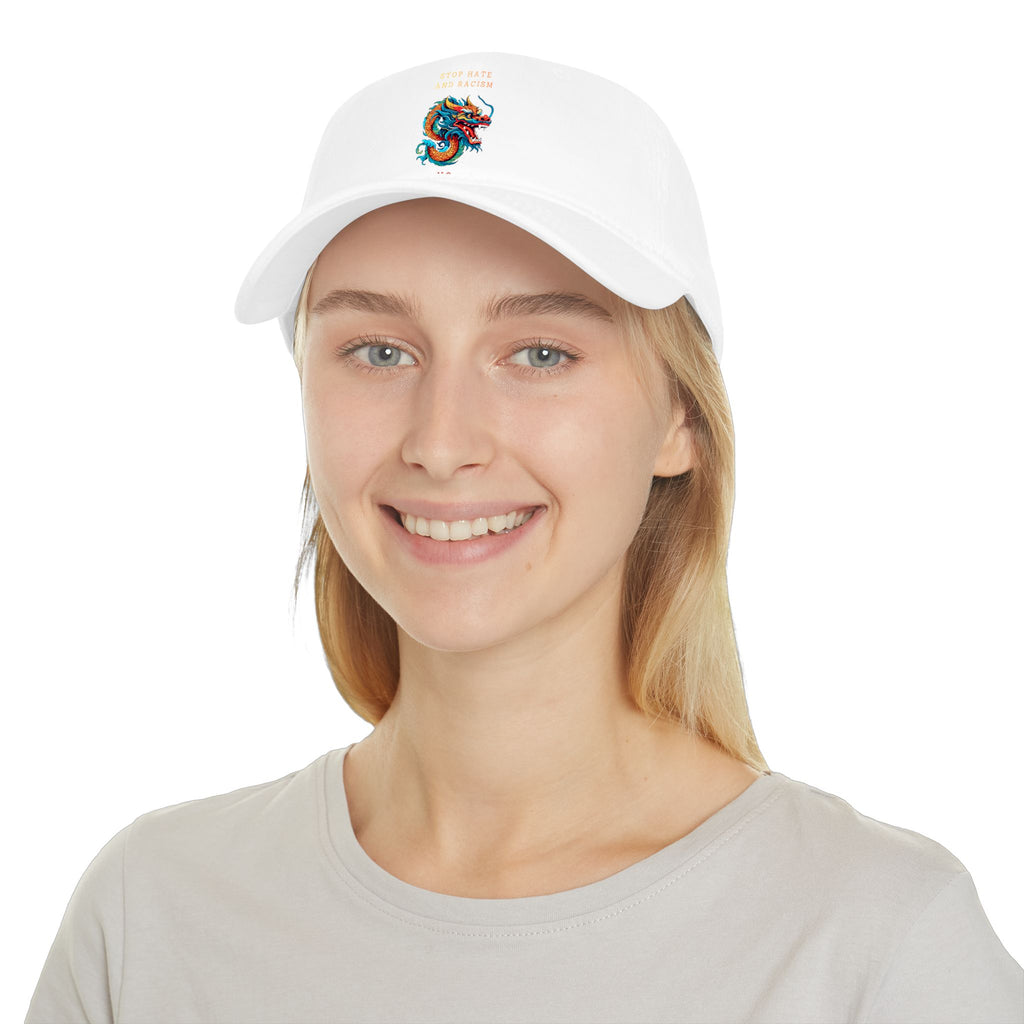 Red Dragon Baseball Cap - "Stop Hate and Racism" Embroidered Low Profile Hat