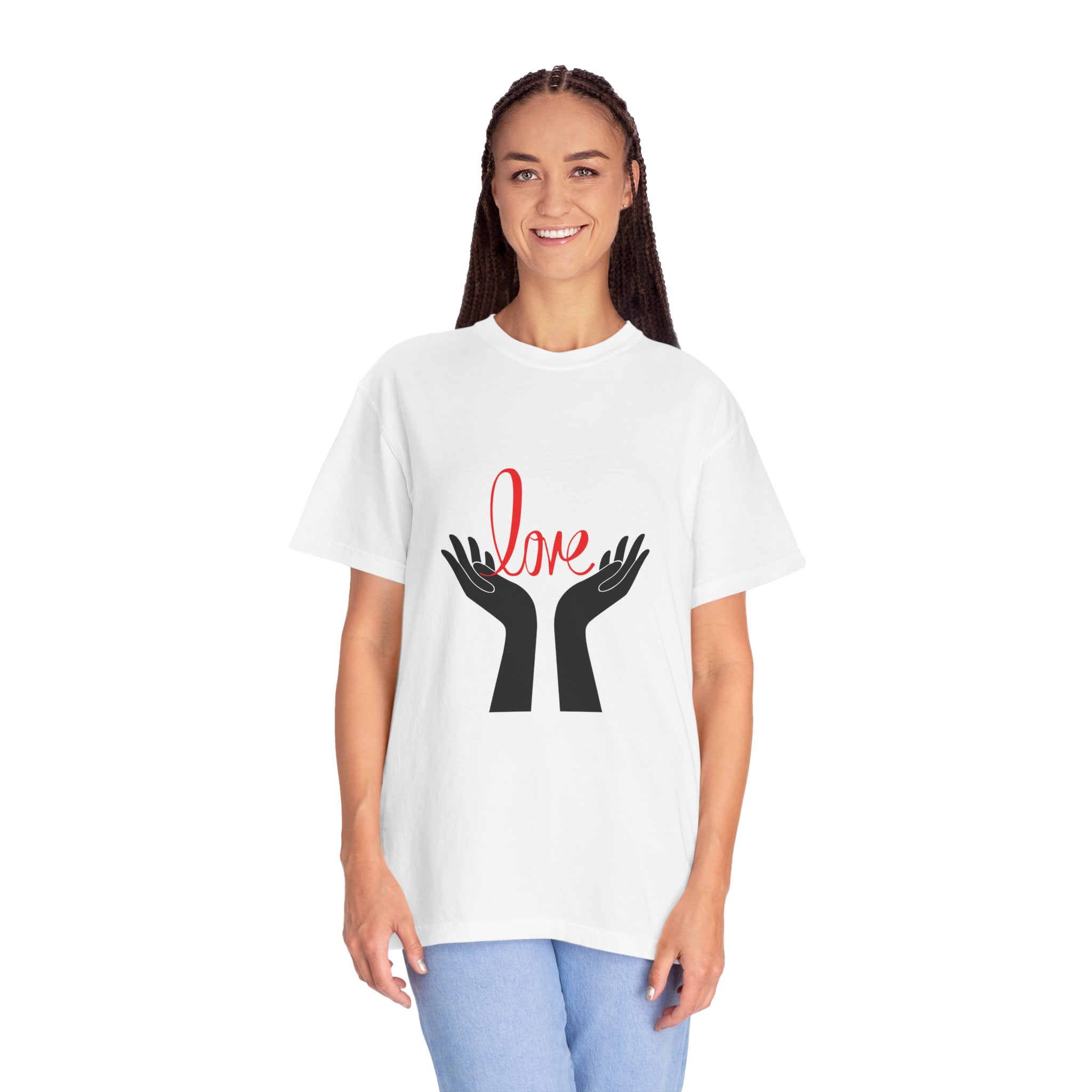 Love Hands T-Shirt — Minimalist Heart Hands Graphic Tee