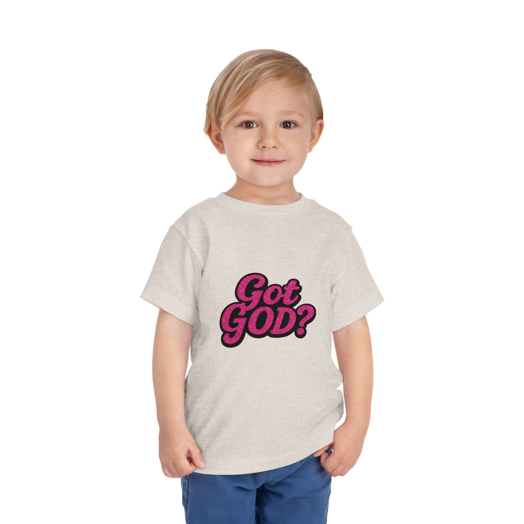 Toddler Tee - "Got GOD?" Pink Retro Christian Graphic Shirt