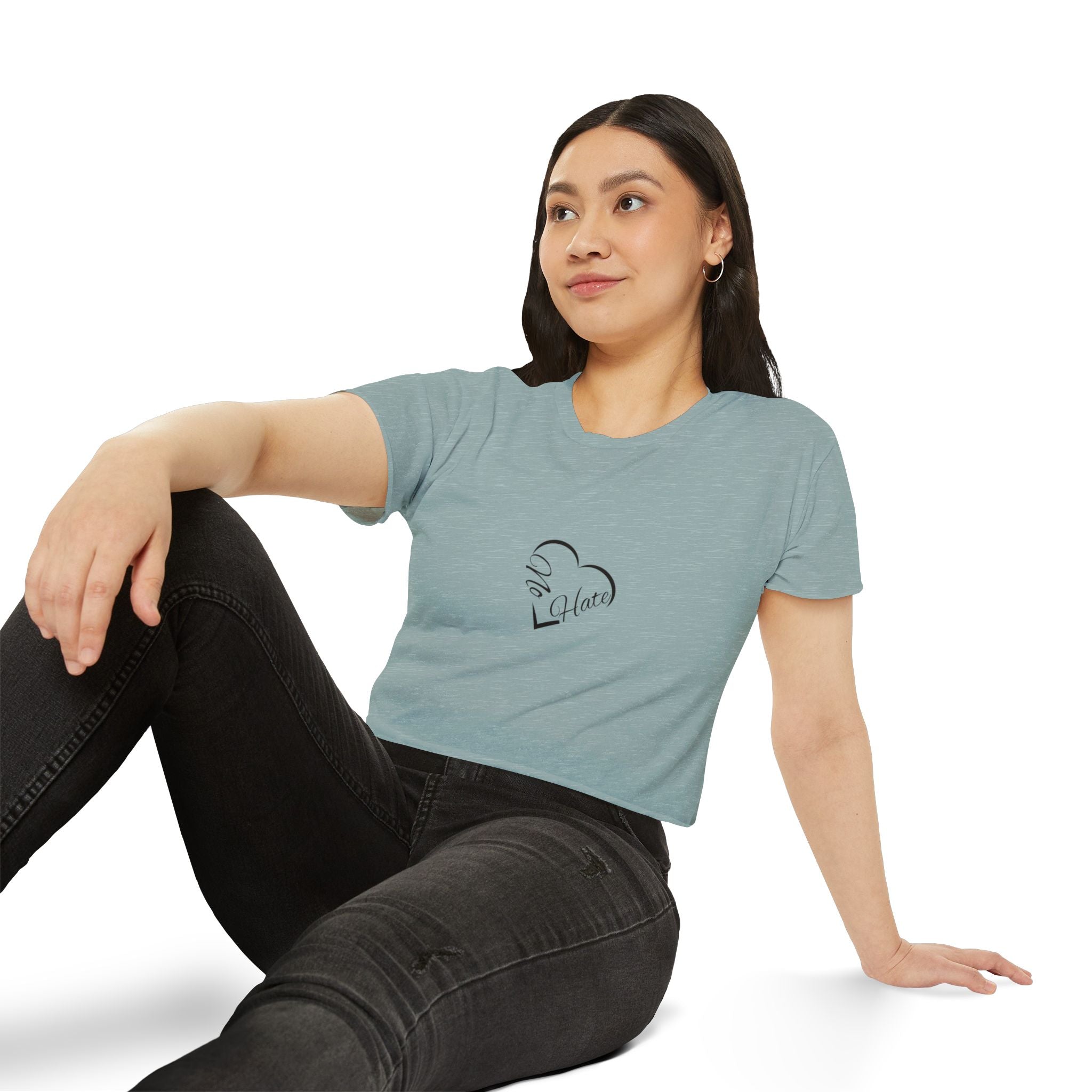 Women's 'No Hate' Heart Crop Top — Festival Graphic Tee