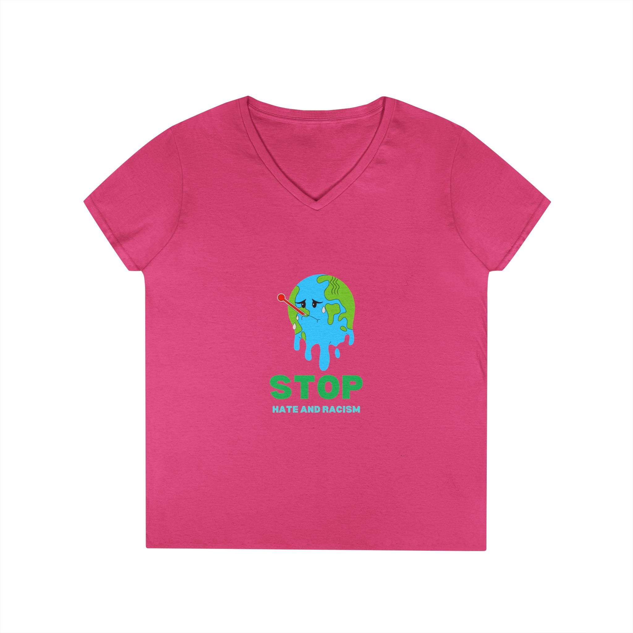 Stop Hate and Racism Eco V-Neck T-Shirt