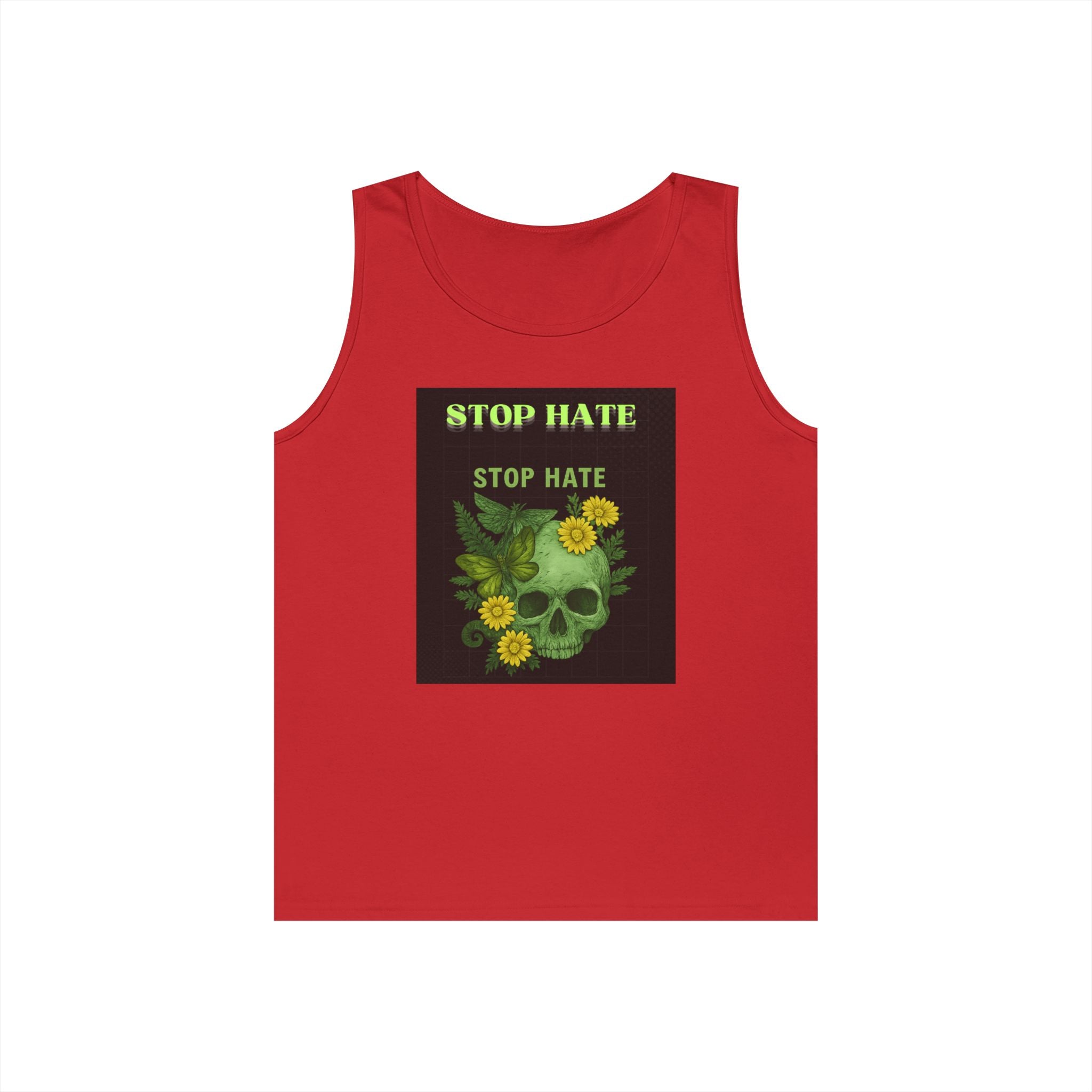 Stop Hate Floral Skull Tank Top — Anti-Hate Graphic Tank