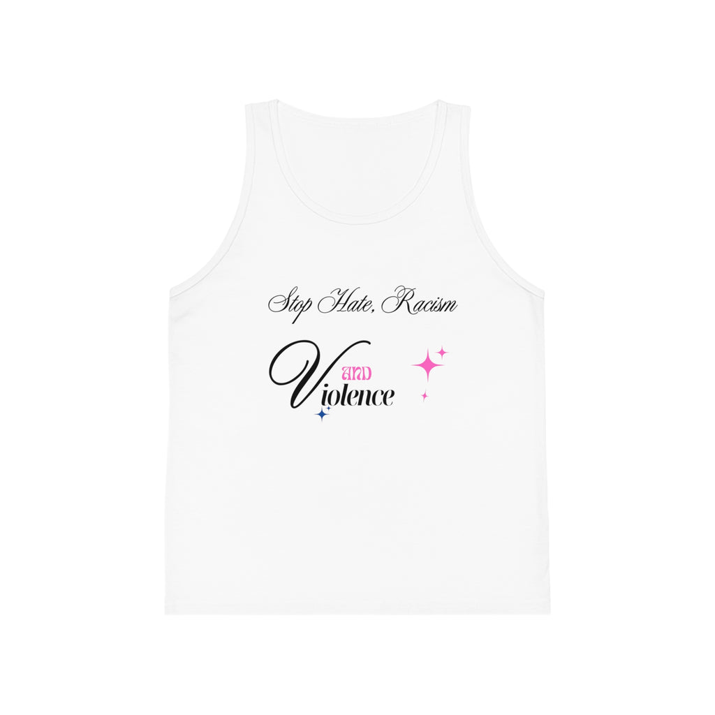 Kids Tank Top “Stop Hate, Racism — Kind Violence” Anti-Racism Graphic