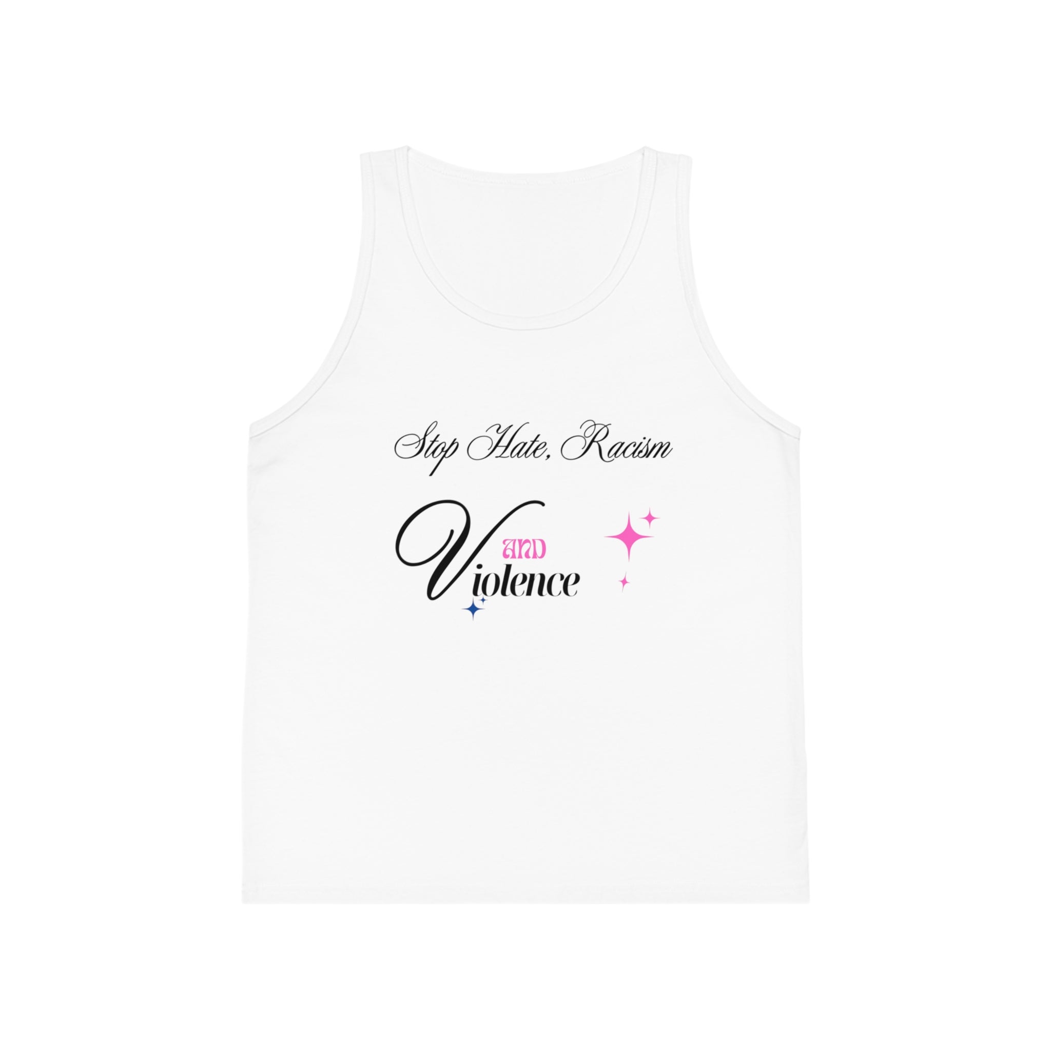 Kids Tank Top “Stop Hate, Racism — Kind Violence” Anti-Racism Graphic