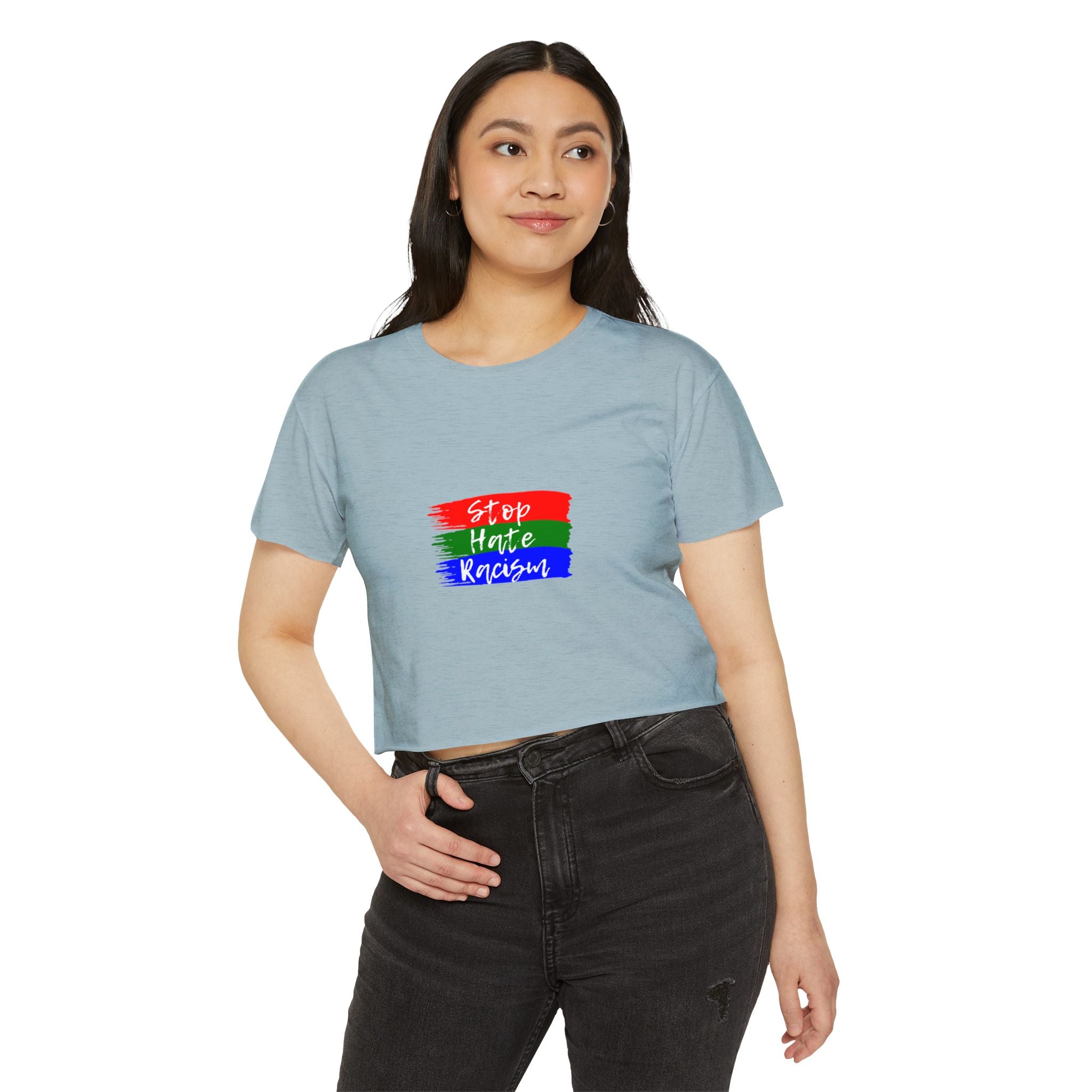 Stop Hate Racism Crop Top — Women's Activist Festival Tee