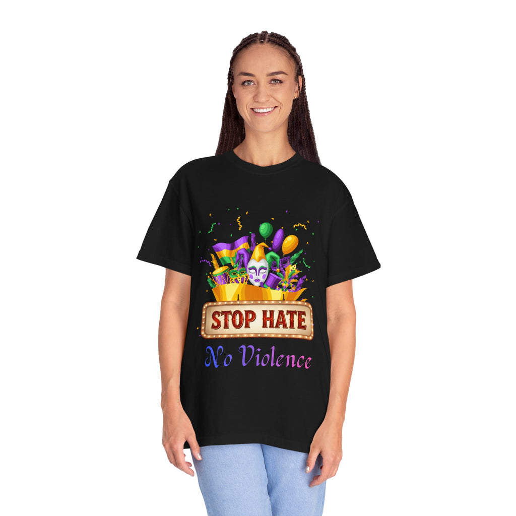 T-Shirt — "Stop Hate, No Violence" Mardi Gras Parade Design