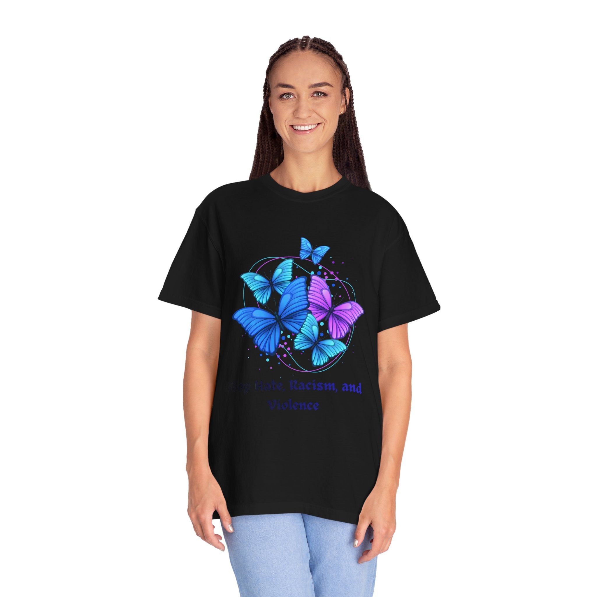 Butterfly Peace T-Shirt — "Stop Hate, Racism, and Violence" Anti-Violence Tee