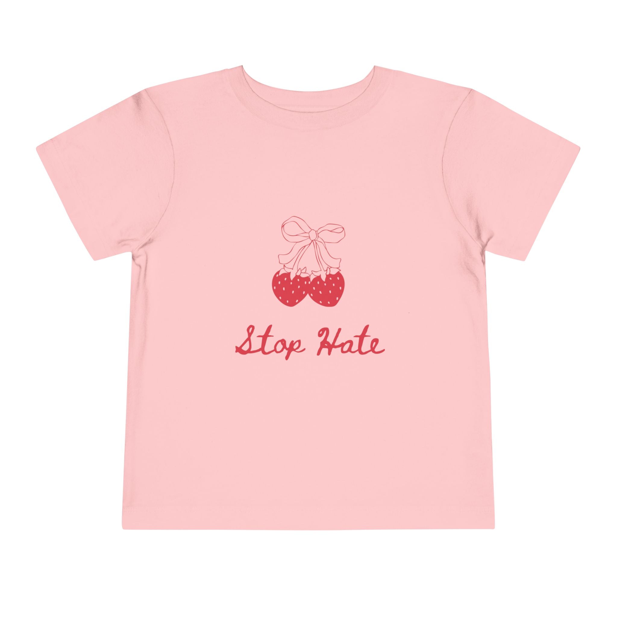 Stop Hate Toddler Tee — Cute Strawberry Heart Graphic Kids Shirt