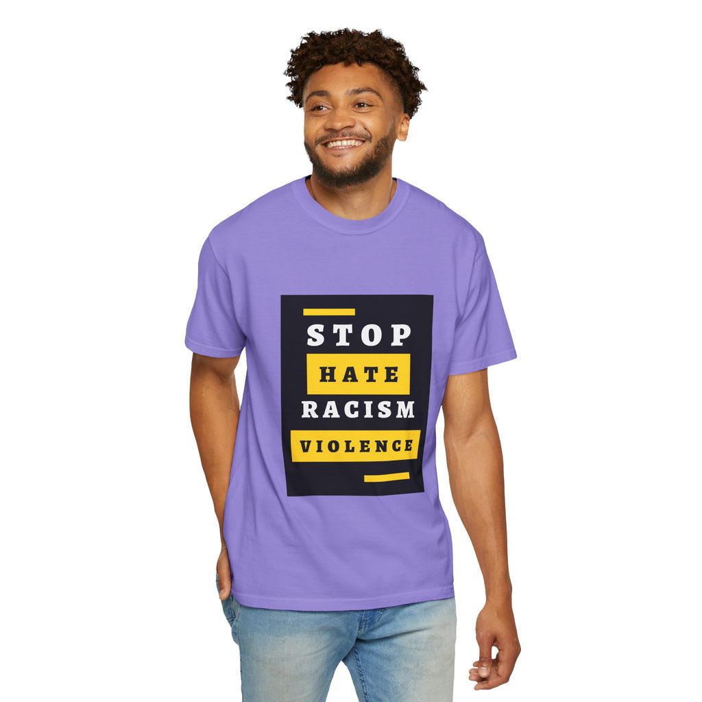 Stop Hate Racism Violence T-Shirt — Anti-Racism Message Tee