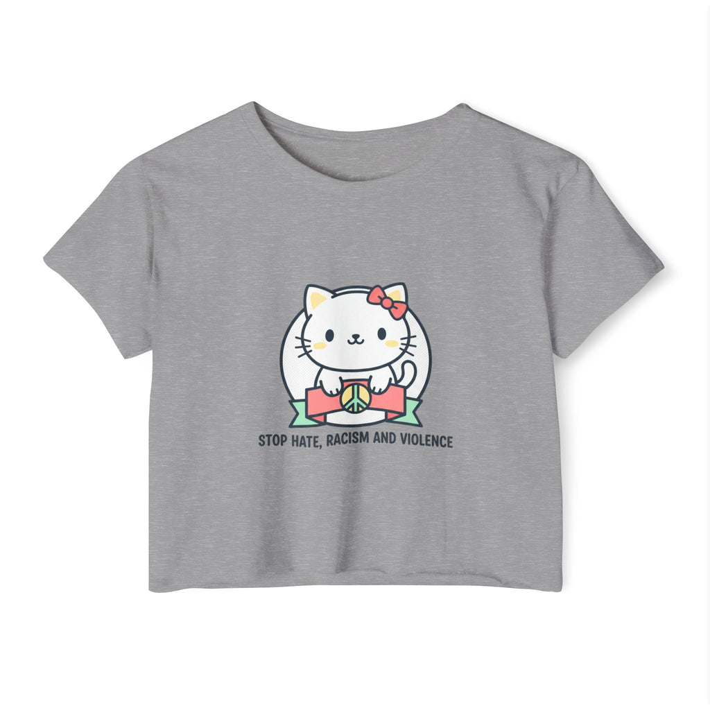 Cute Cat Crop Top — "Stop Hate, Racism and Violence" Festival Tee