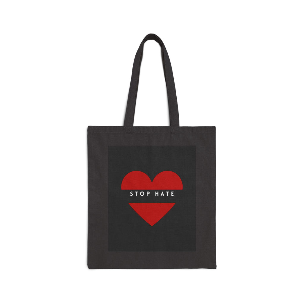Stop Hate Red Heart Tote Bag – Canvas Protest & Awareness Shopper