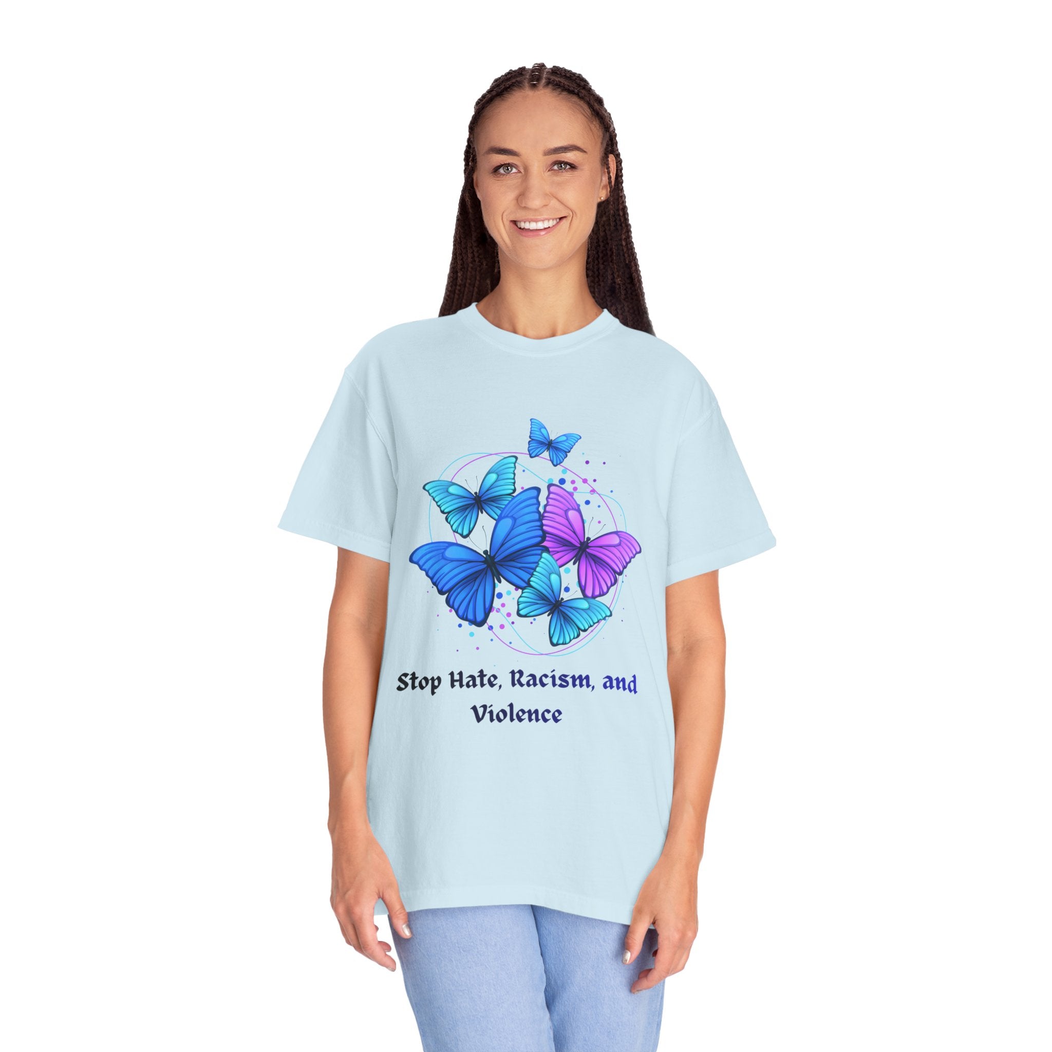 Butterfly Peace T-Shirt — "Stop Hate, Racism, and Violence" Anti-Violence Tee