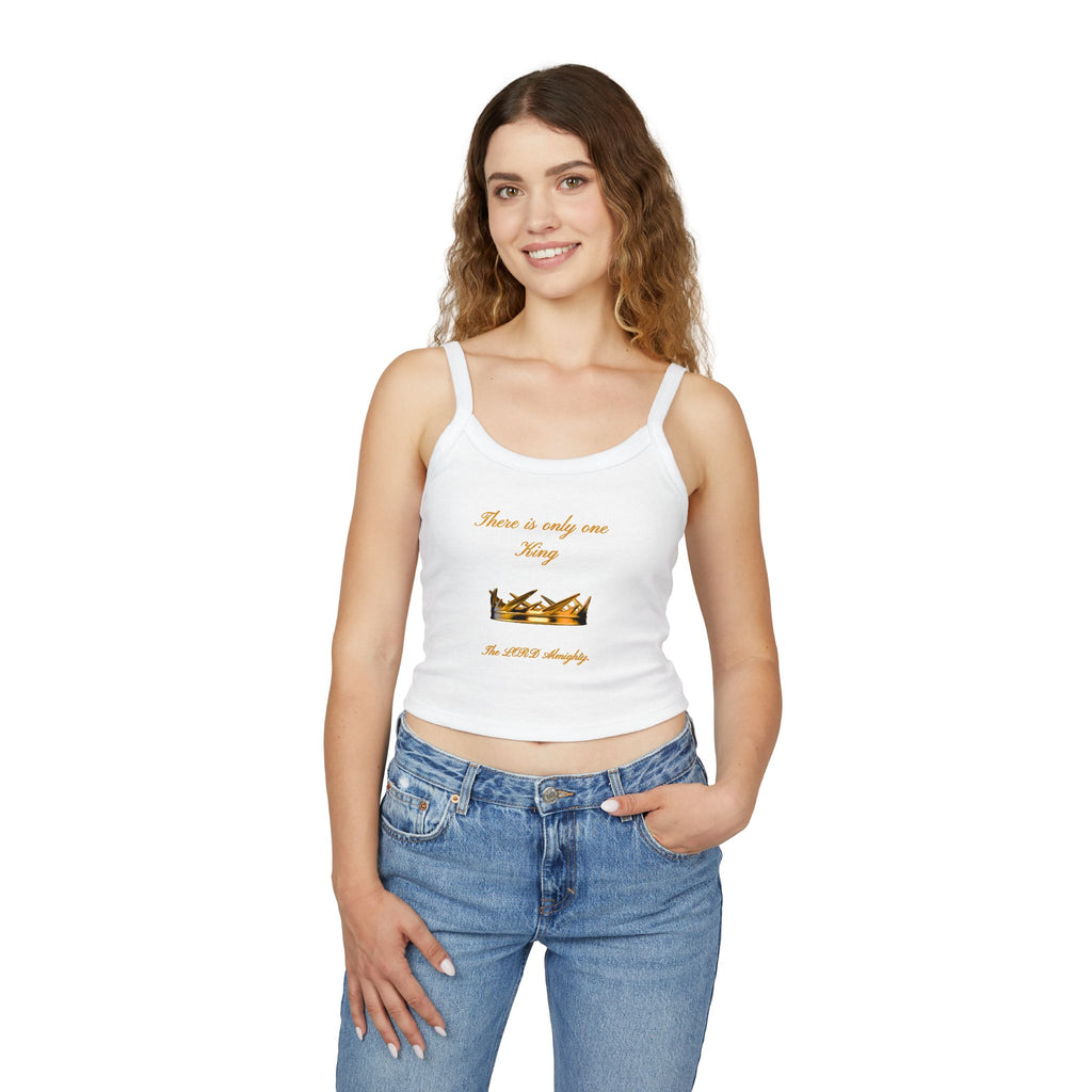 Women's Crop Tank Top - 'There is only one King' Gold Crown Spiritual Faith Graphic