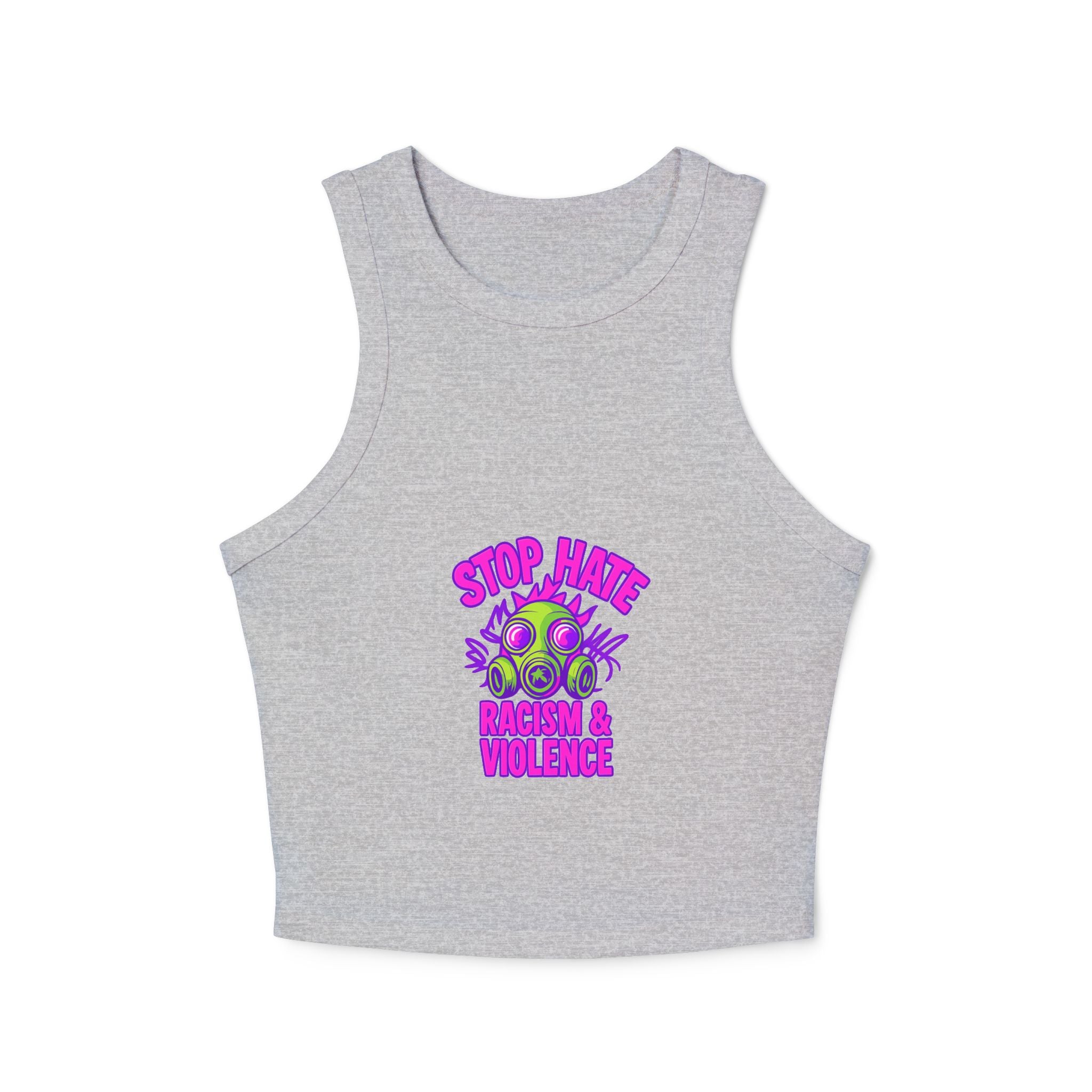 Racer Tank — "Stop Hate" Anti-Racism Gas Mask Graphic