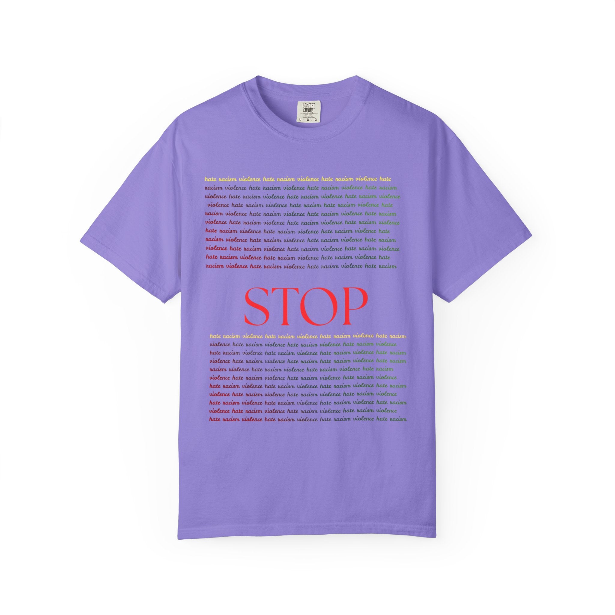 Stop Screen Tee — Black Graphic T-Shirt with Bold RED “STOP” Message