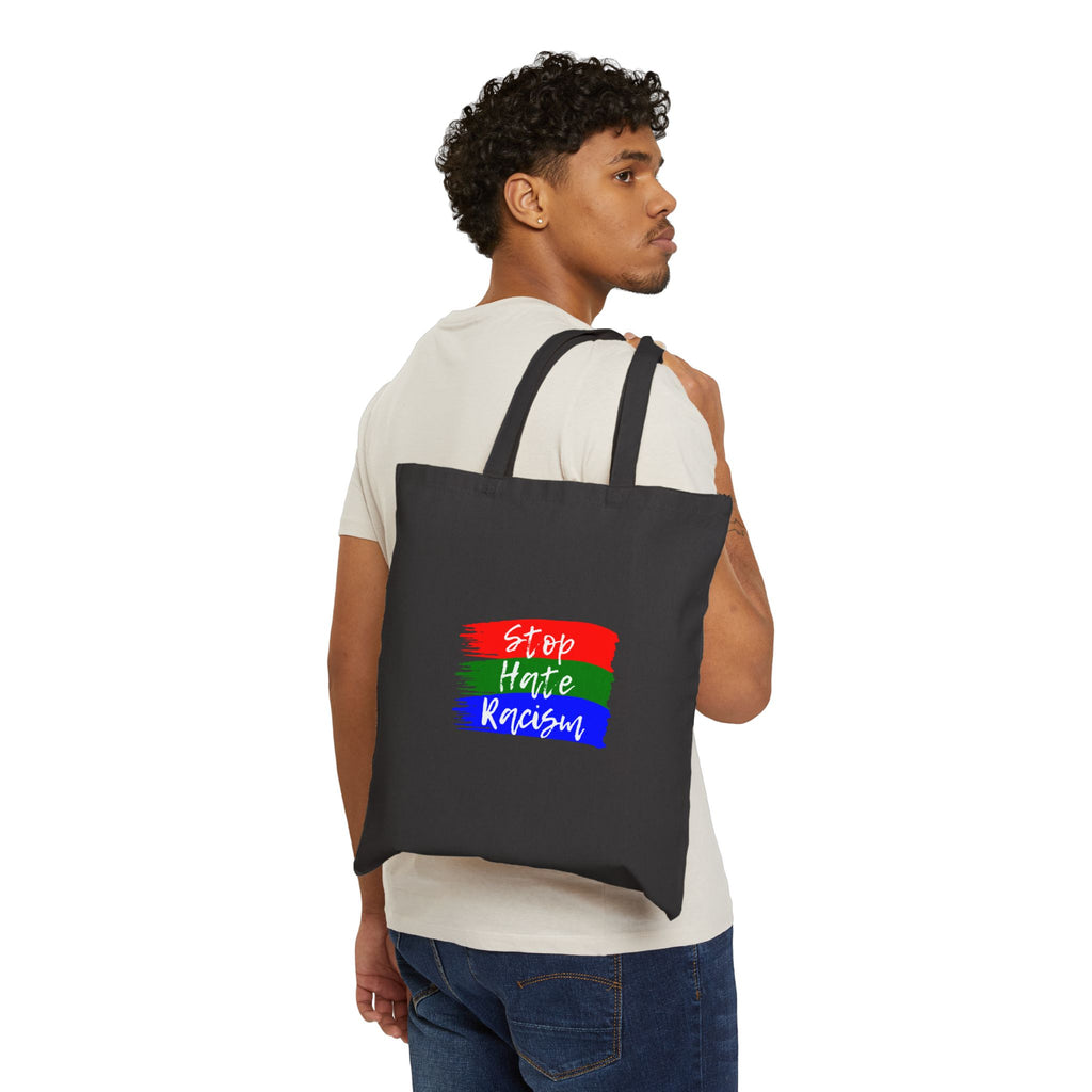 Tote Bag — “Stop Hate Racism” Canvas Tote | Anti-Racism Protest & Everyday Reusable Grocery Bag