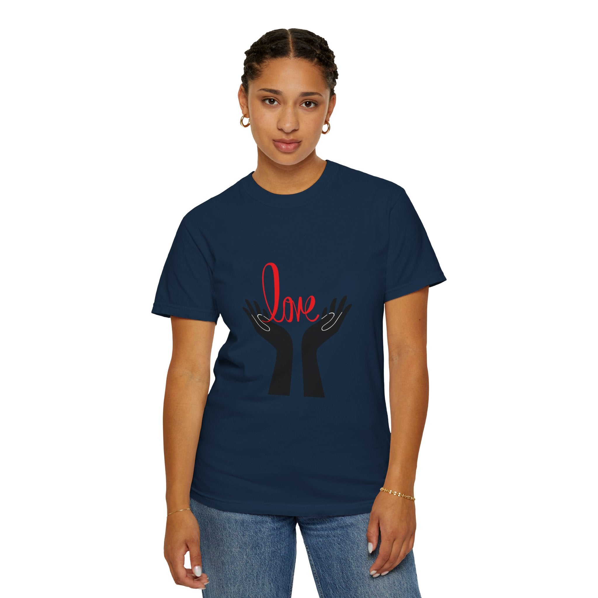 Love Hands T-Shirt — Minimalist Heart Hands Graphic Tee