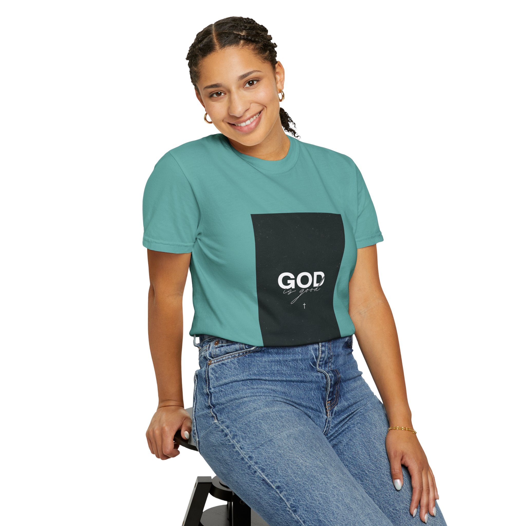 God Typography T-Shirt — Minimal Black Square Graphic Tee