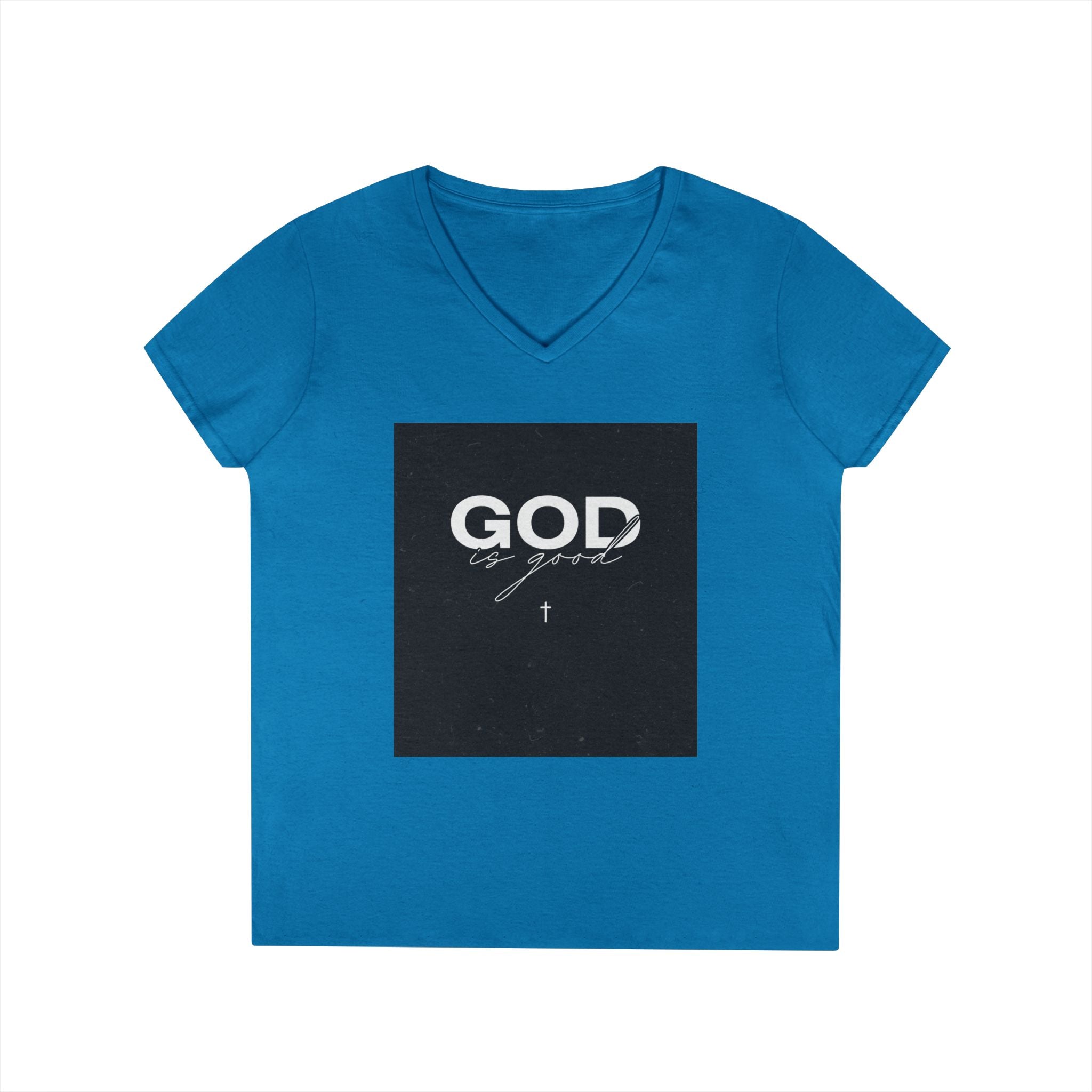 Faith Graphic V-Neck Tee — "GOD" Script Design