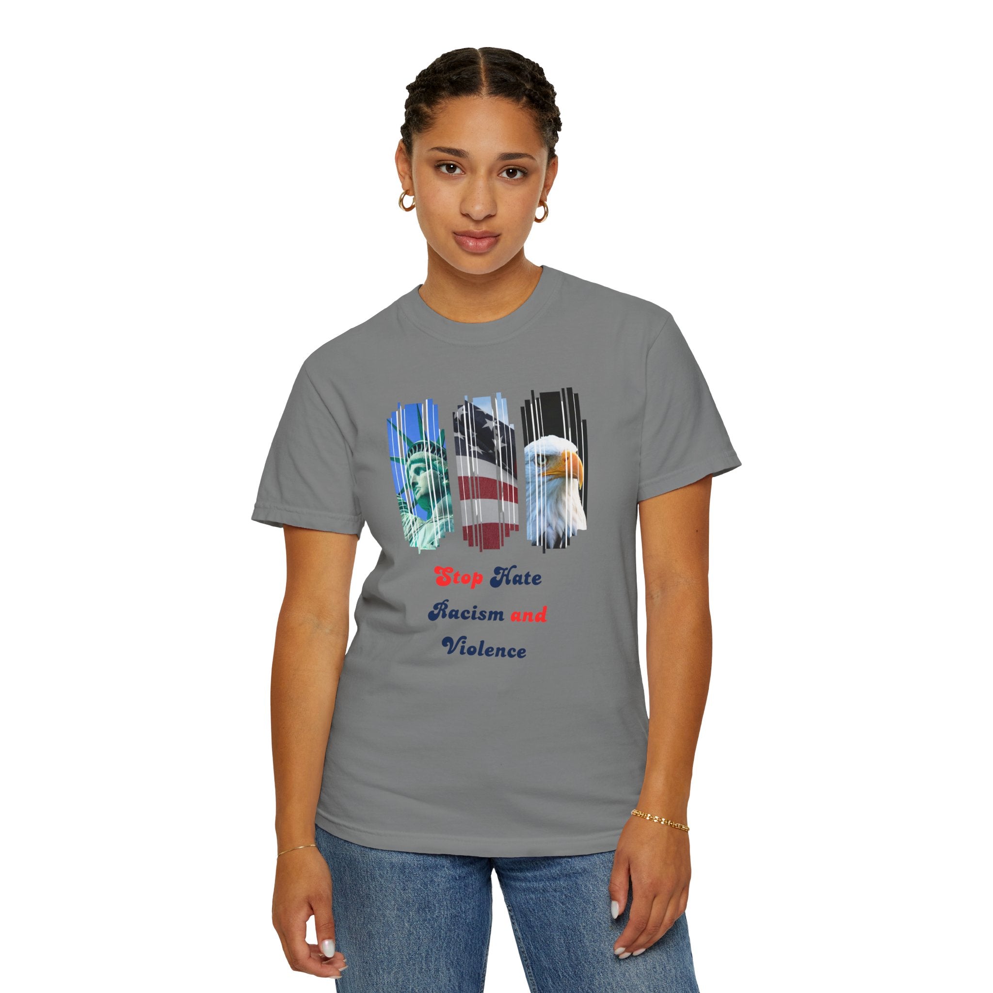 Patriotic 'Stop Hate Racism and Violence' T-Shirt