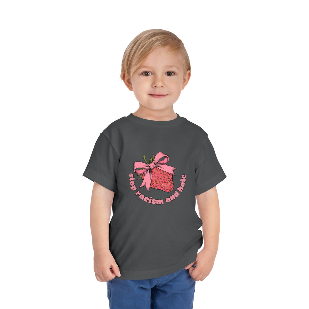 Toddler Tee — Pink Gift Strawberry Graphic "Stop Rockin and Rollin"