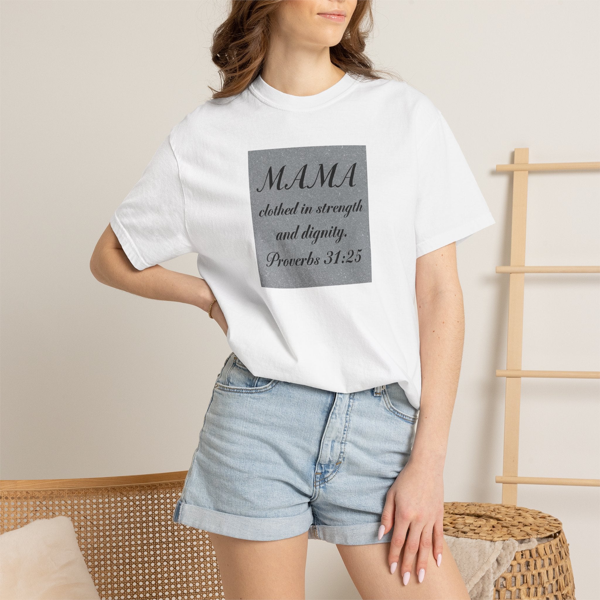 Mama Proverbs 31:25 T-Shirt — 'Clothed in Strength and Dignity' Christian Mom Tee
