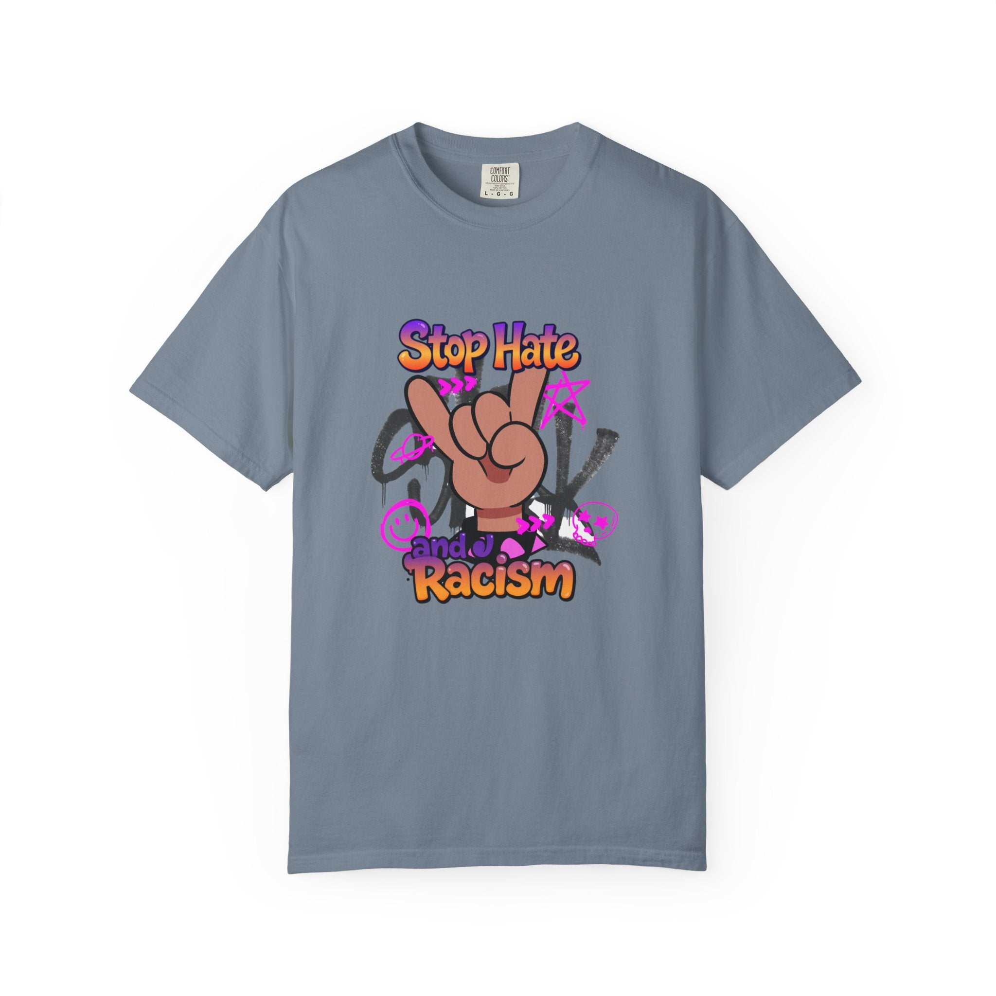 Stop Hate and Racism Graphic T-Shirt – Anti-Racism Solidarity Tee