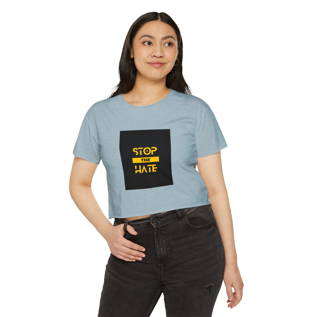 Stop the Hate Crop Top — Women's Festival Anti-Hate Graphic Tee