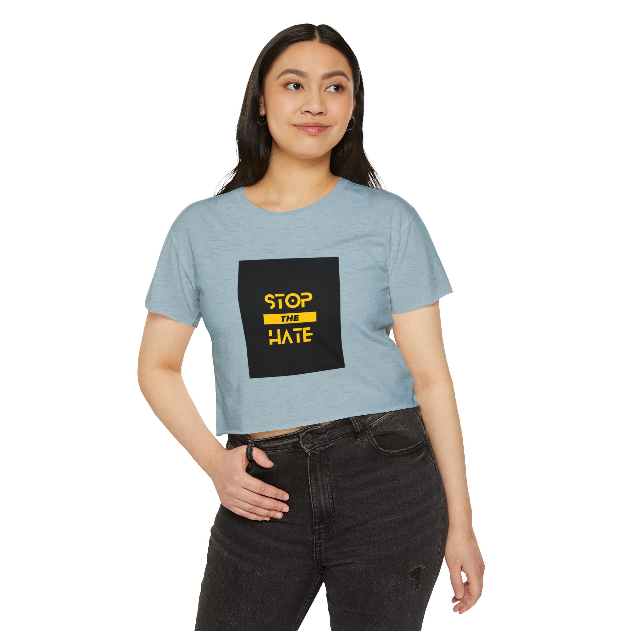 Stop the Hate Crop Top — Women's Festival Anti-Hate Graphic Tee