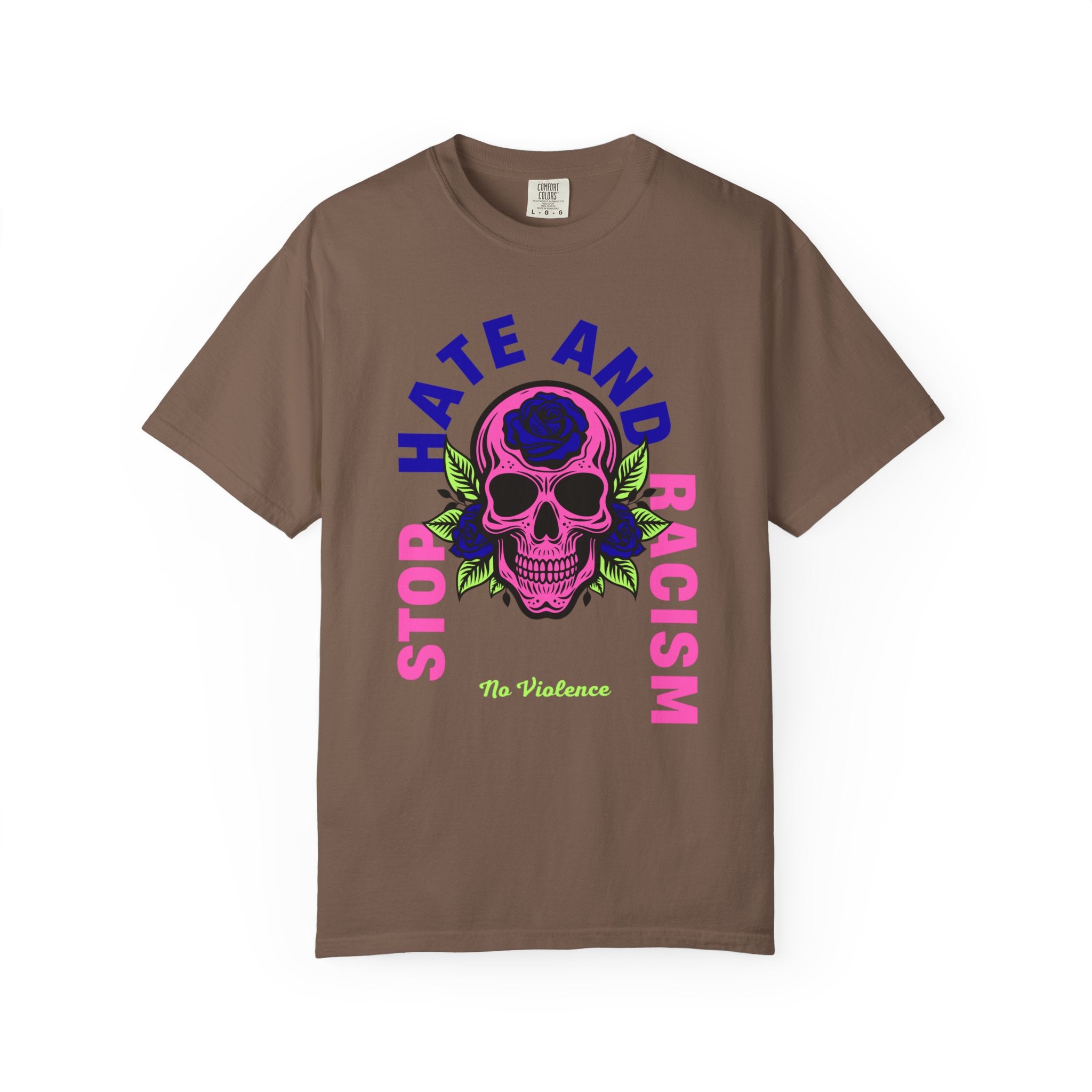 Stop Hate and Racism Skull T-Shirt — Anti-Racism Statement Tee