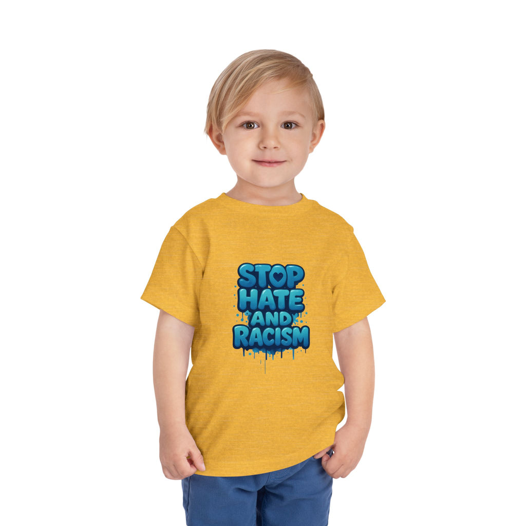 Stop Hate and Racism Toddler Tee — Blue Graffiti Anti-Racism Shirt