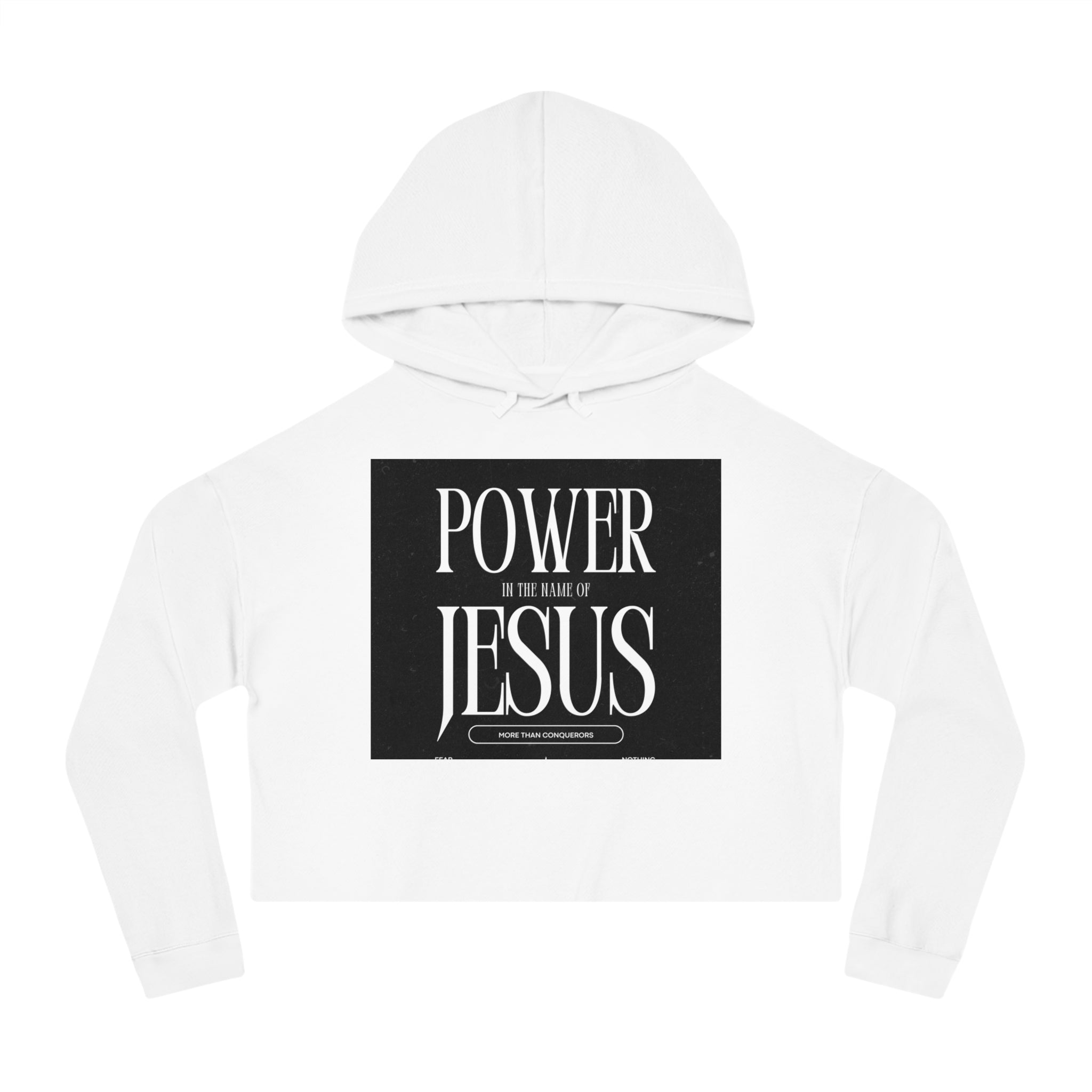 Cropped Hoodie — 'Power In The Name Of Jesus' Christian Faith Sweatshirt