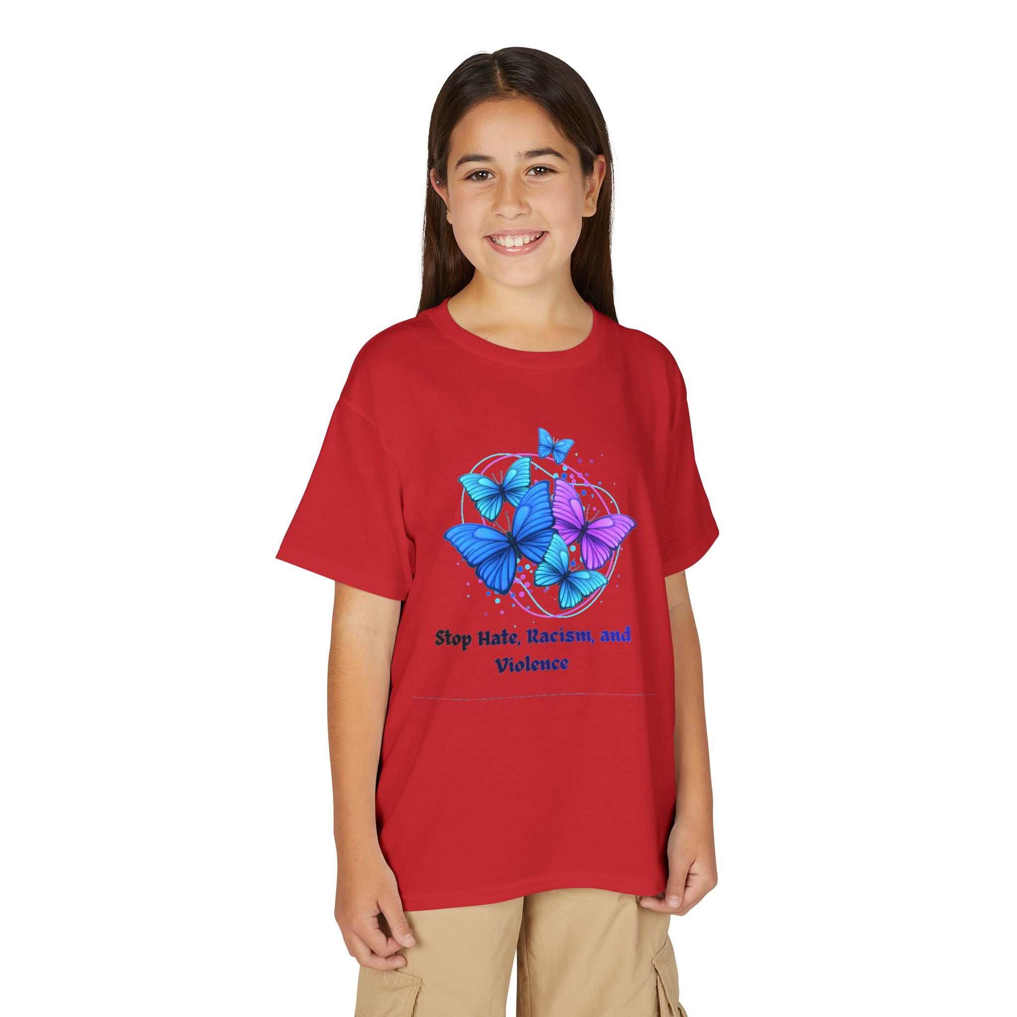 Youth Butterfly Awareness T-Shirt — "Stop Hate, Harassment, and Violence"
